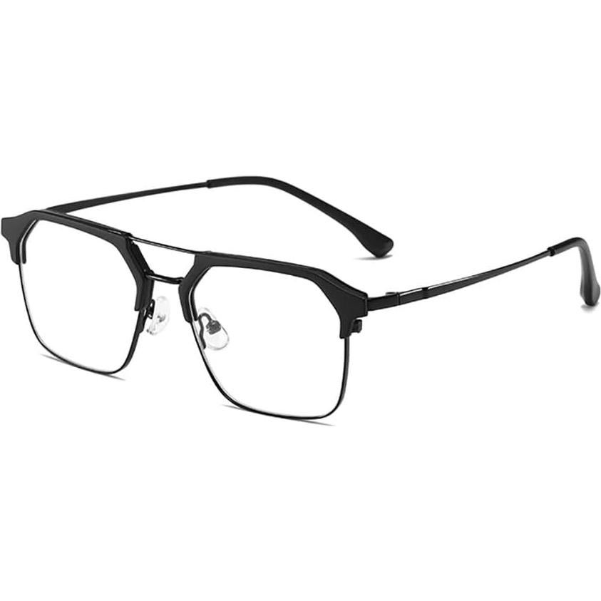 Double Beam Sport Reading Glass Transition Photochromic Sunglasses Black Half Frame Eyeglasses For Men ﻿