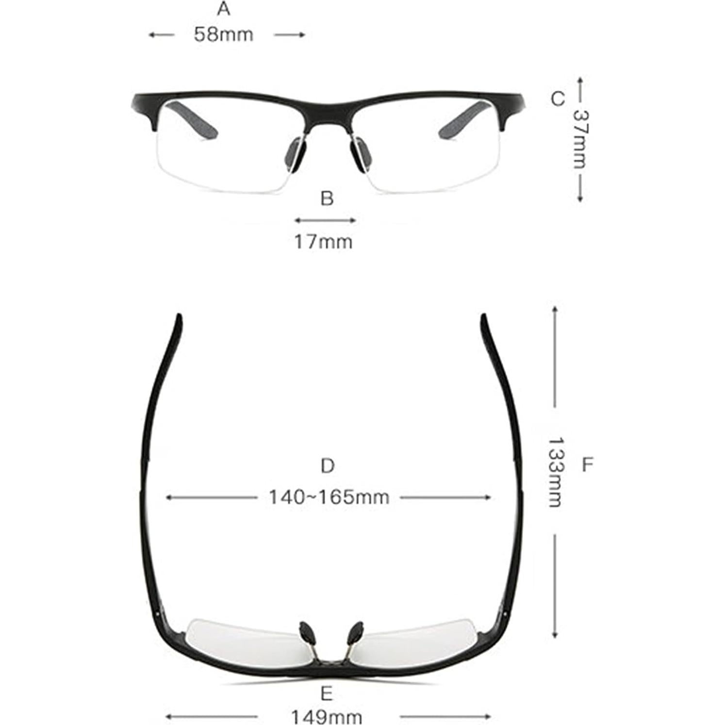 Aluminum Magnesium Transition Photochromic Bifocal Reading Glasses for Mens, Square Sports Sunglasses Readers 0~+4.00