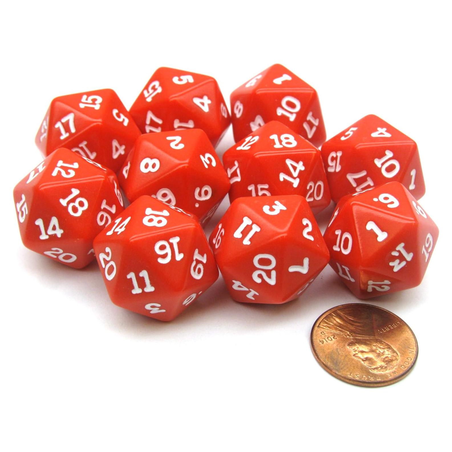 Juego de 10 Dados RPG D20 19mm Rojo Koplow Games