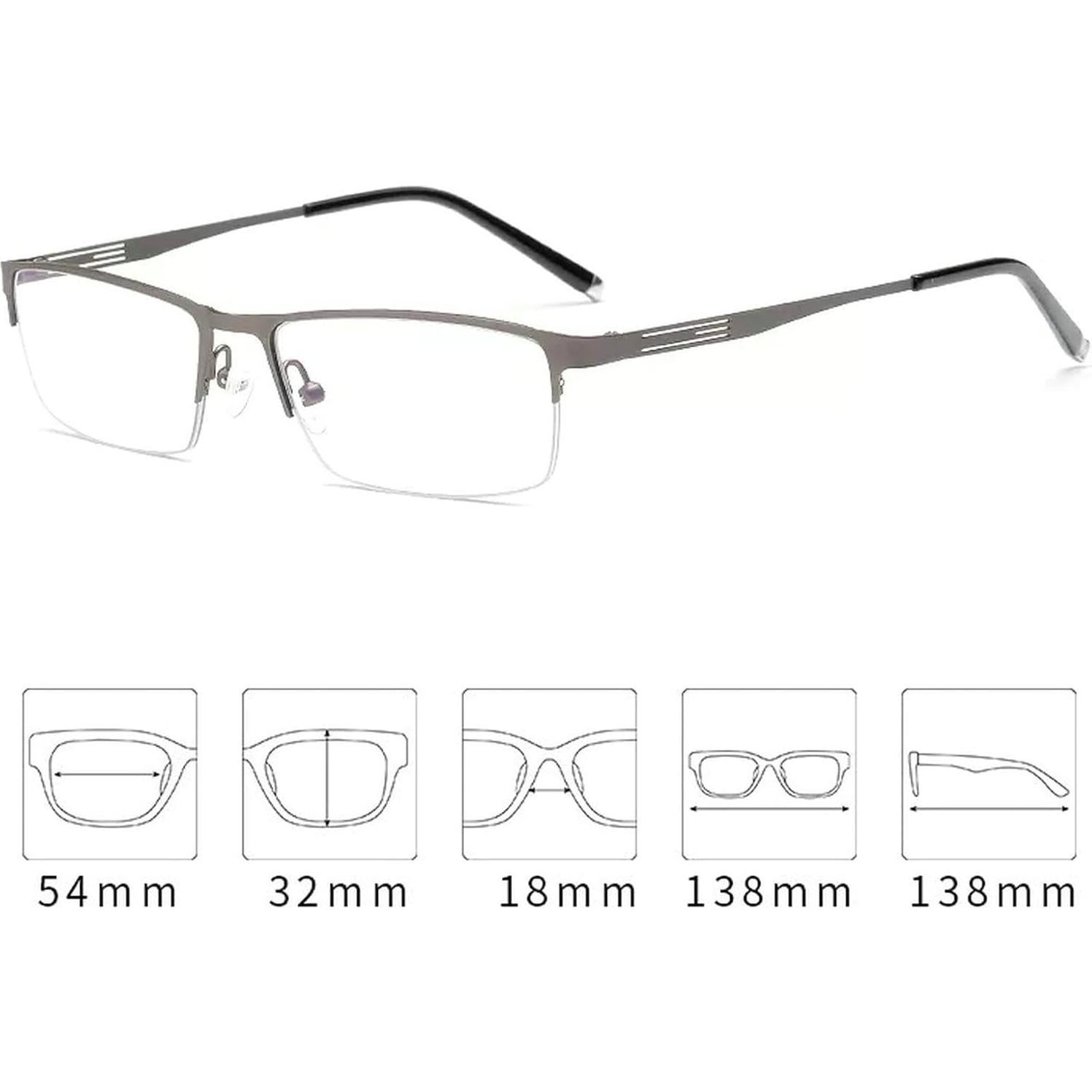 Gafas de lectura fotoquímicas Metal gris 1.5x para hombres