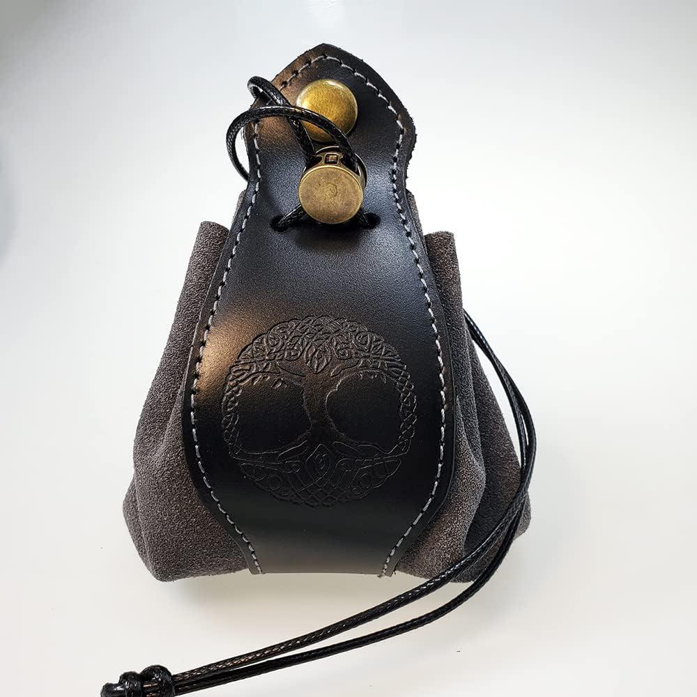 Bolsa de Dados Rollooo Negra y Gris - Cuero Genuino 13x8 cm