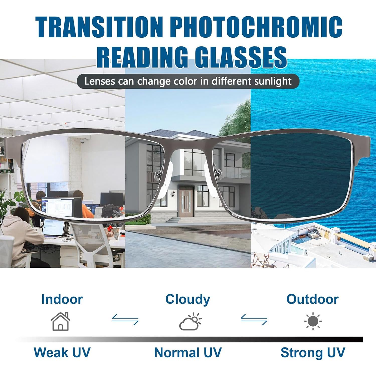 Gafas Progresivas Fotocromáticas Hombres Bloqueo Luz Azul