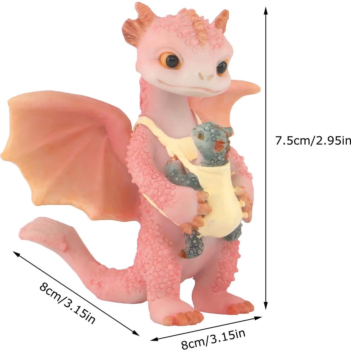 Estatua de Dragón KEEP KAP Madre e Hijo Resina Decorativa