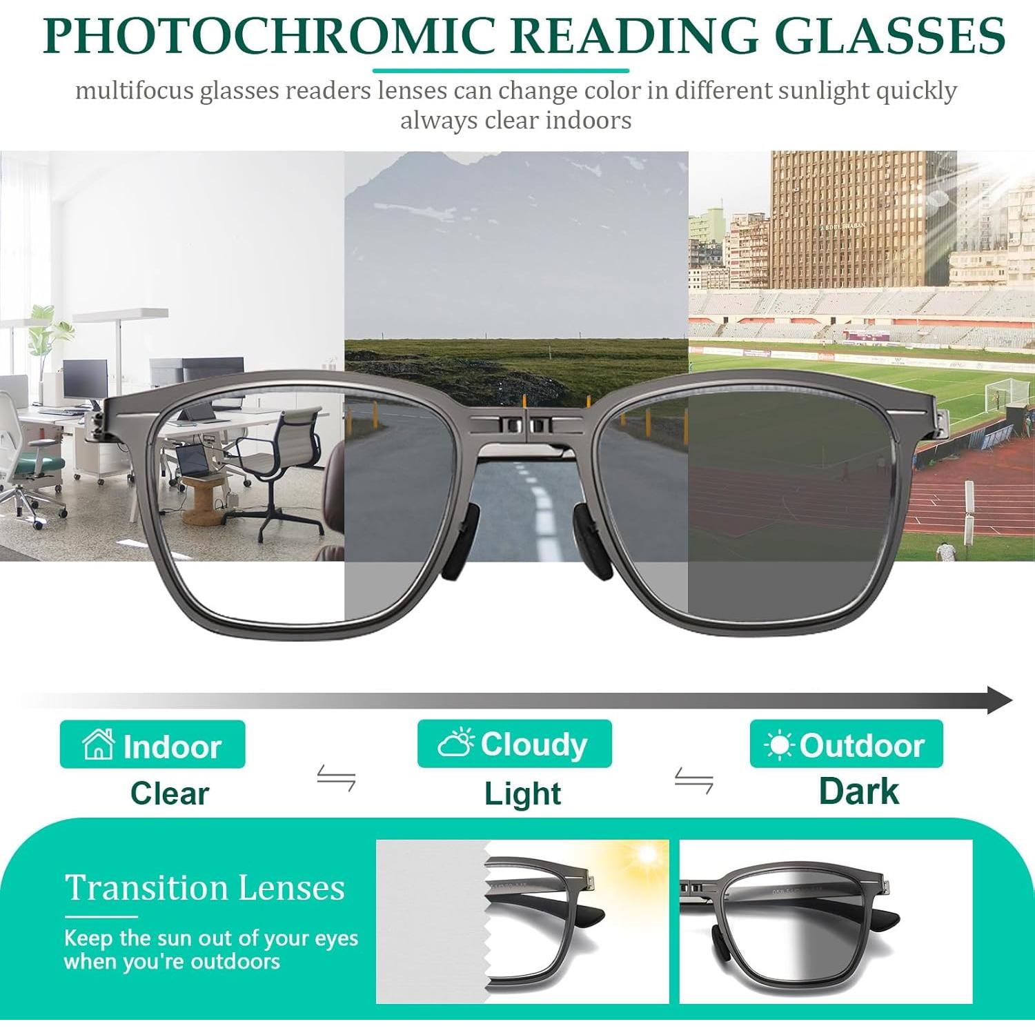 Gafas de lectura progresivas plegables Titanio 1.0x UV400