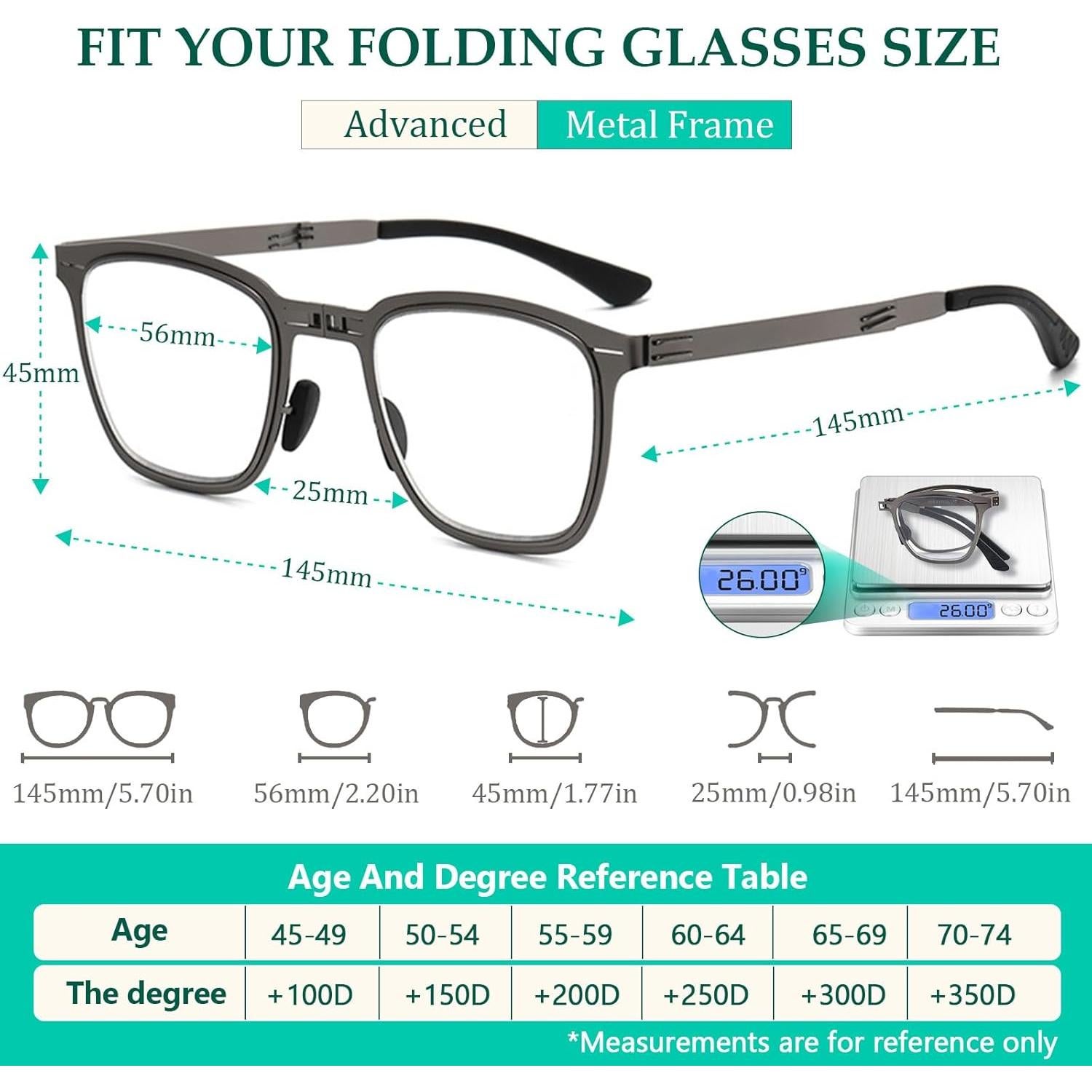 Gafas de lectura progresivas plegables Titanio 1.0x UV400