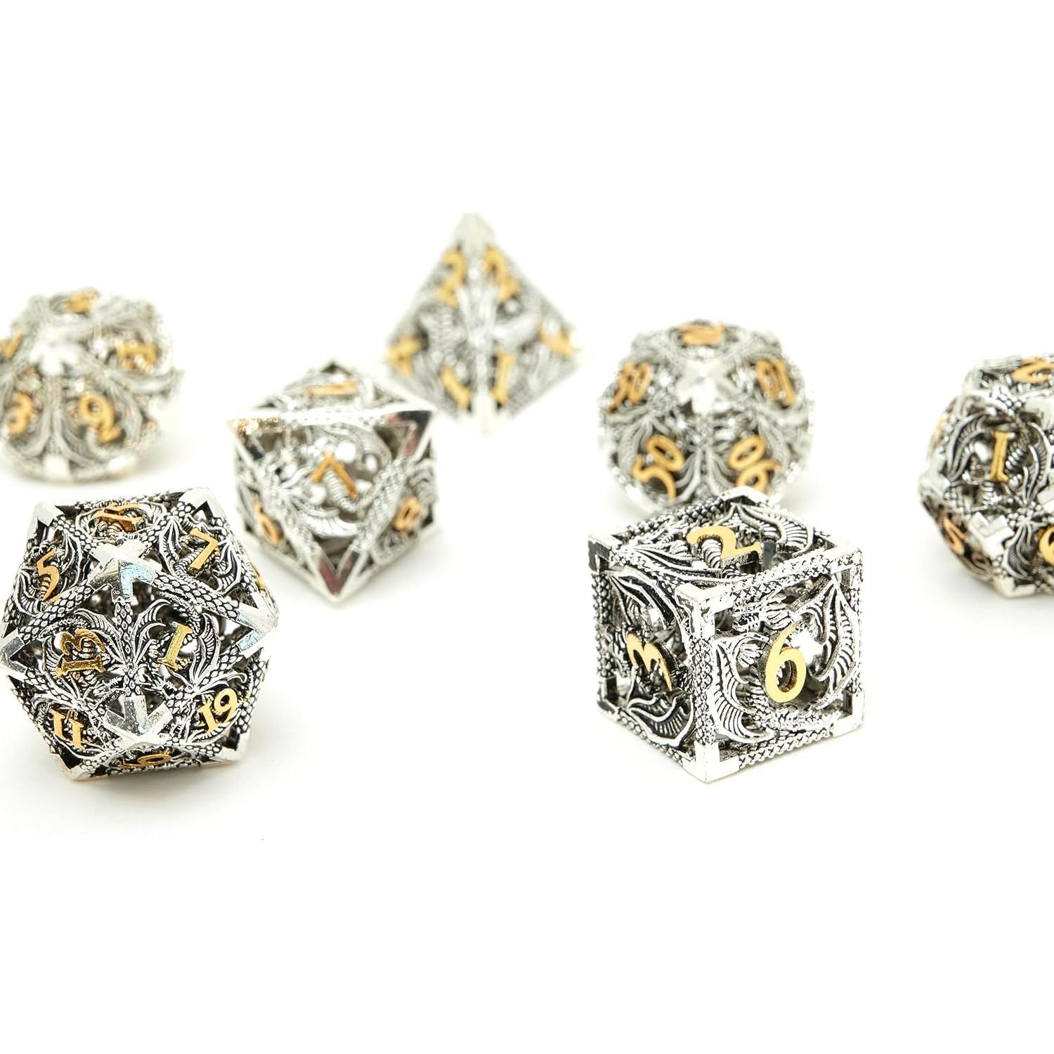 Set de Dados de Metal UONUOT 7 Piezas D&D Poliedricos