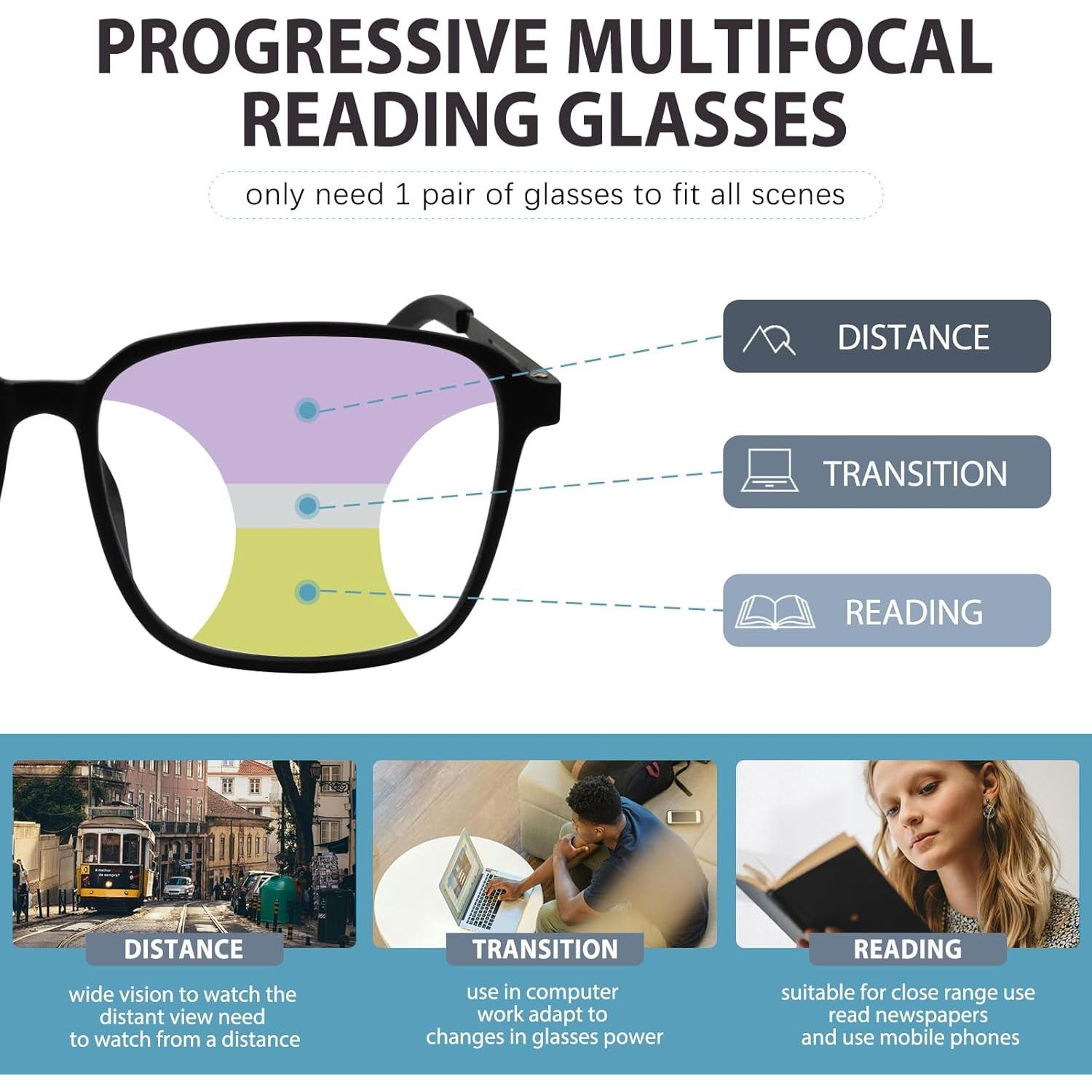 Gafas de lectura multifocales Progresivas UV400 - 2.5x