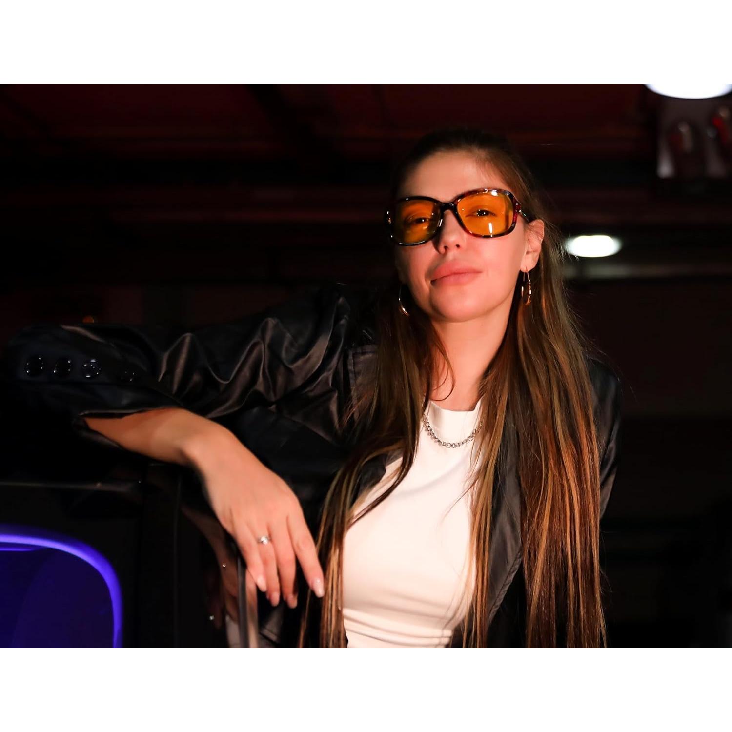Gafas Nocturnas FEISEDY Amarillas para Mujeres Anti Deslumbramiento