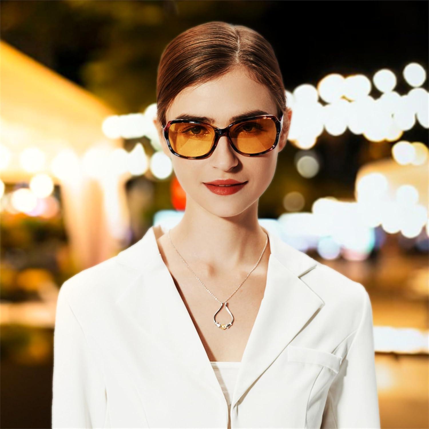 Gafas Nocturnas FEISEDY Amarillas para Mujeres Anti Deslumbramiento