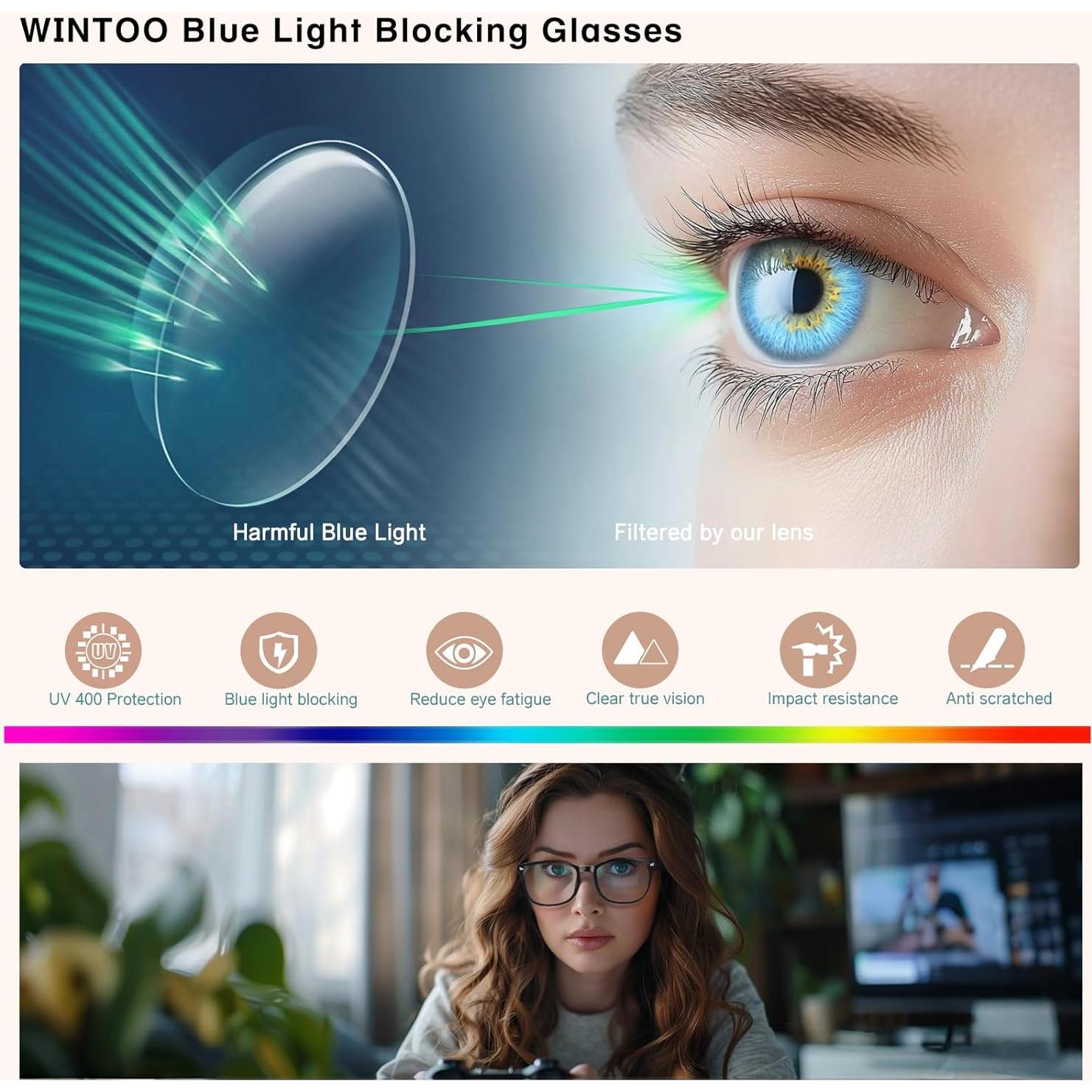 Gafas de Luz Azul Wintoo para Hombre y Mujer UV400
