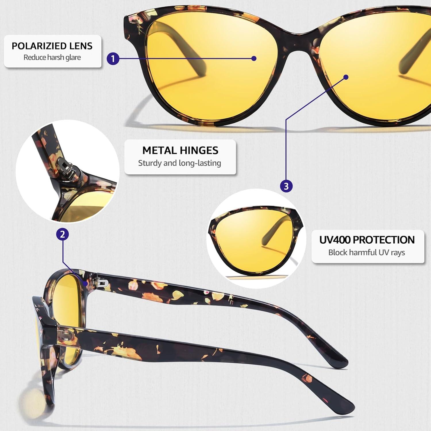 Gafas de Visión Nocturna Myiaur Amarillas UV400 para Mujeres