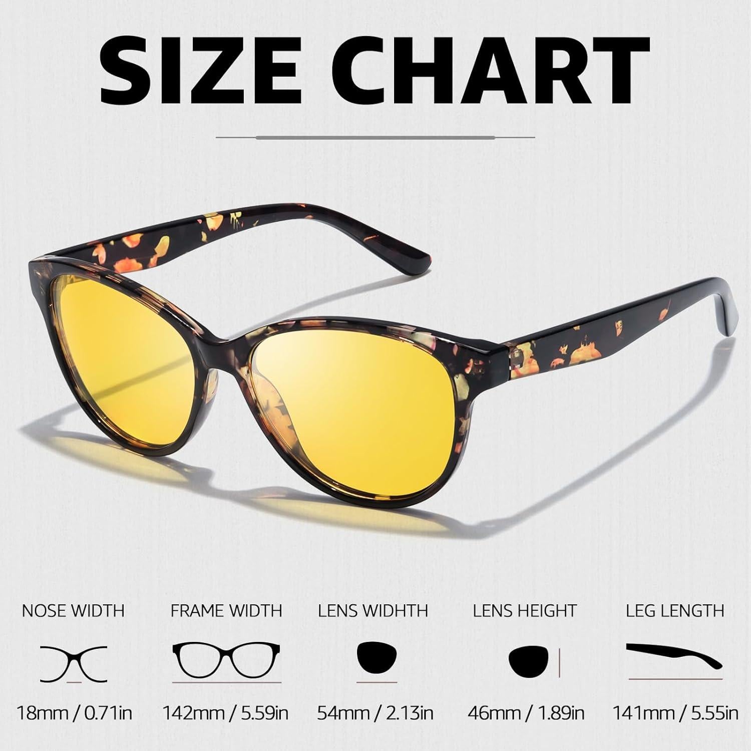 Gafas de Visión Nocturna Myiaur Amarillas UV400 para Mujeres