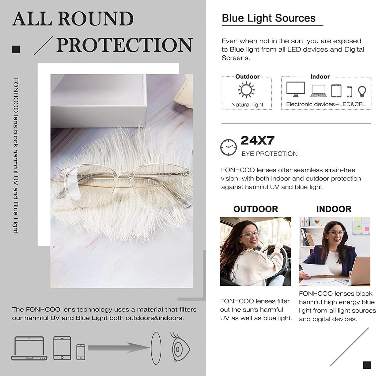 Gafas bloqueadoras luz azul FONHCOO unisex con anti-fatiga