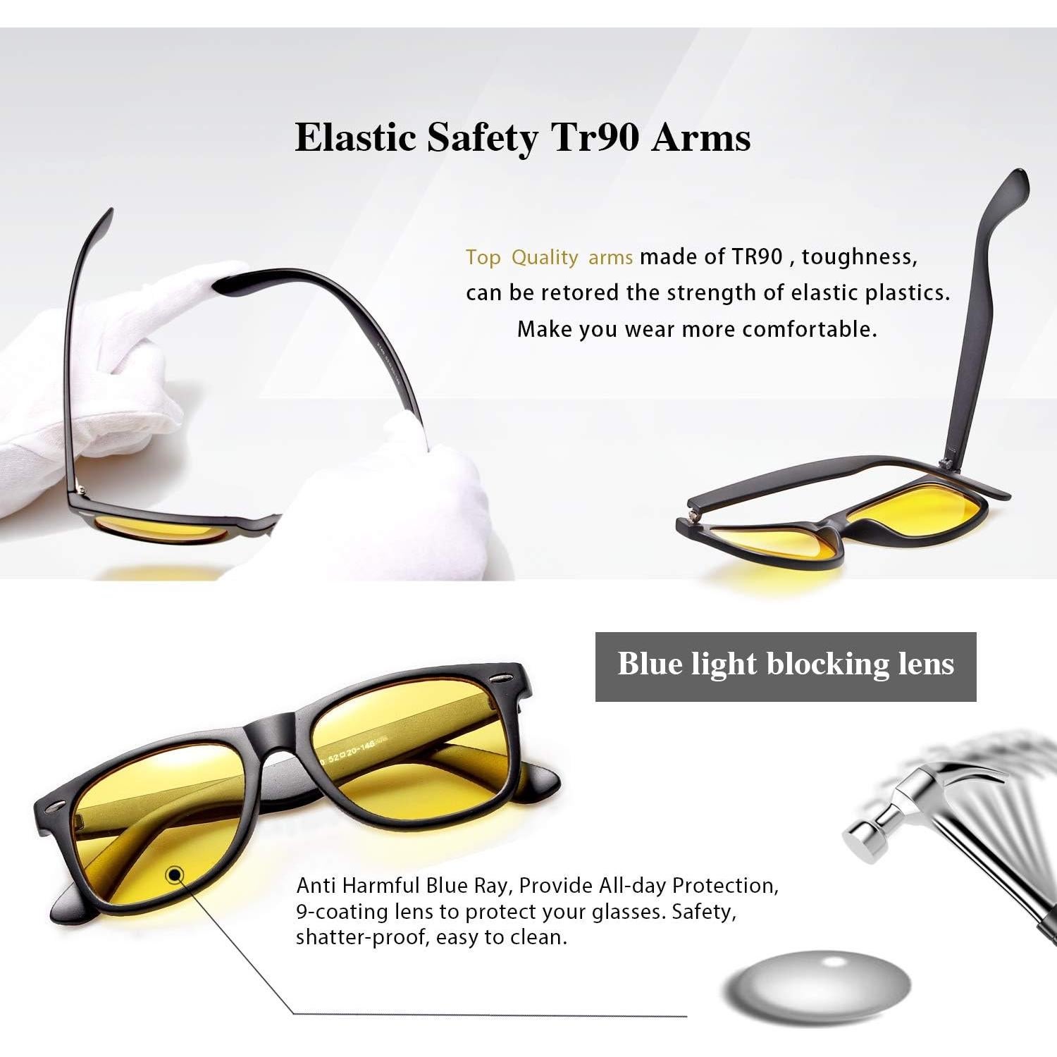 Gafas GY Snail Bloqueo Luz Azul para Juegos - Amarillo