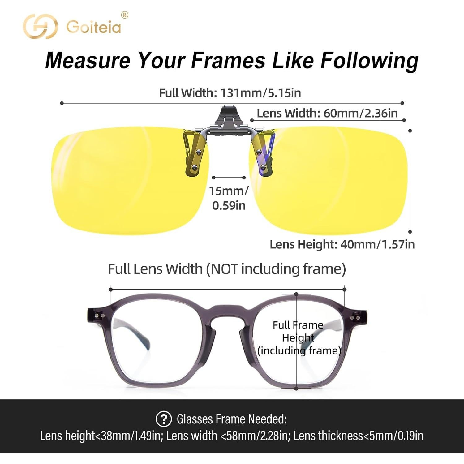 Gafas Clip On Goiteia Amarillas Bloqueadoras Luz Azul