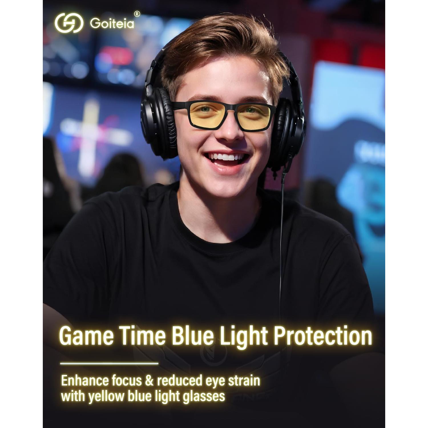 Gafas de luz azul Goiteia amarillas para juegos sin fatiga