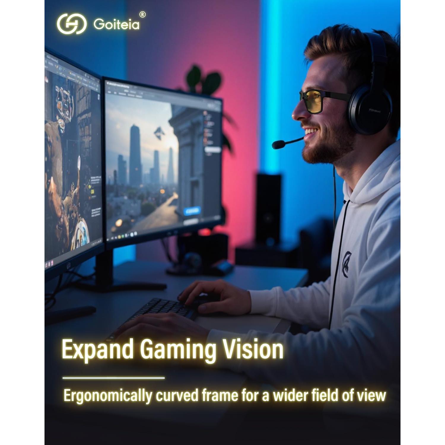 Gafas de luz azul Goiteia amarillas para juegos sin fatiga