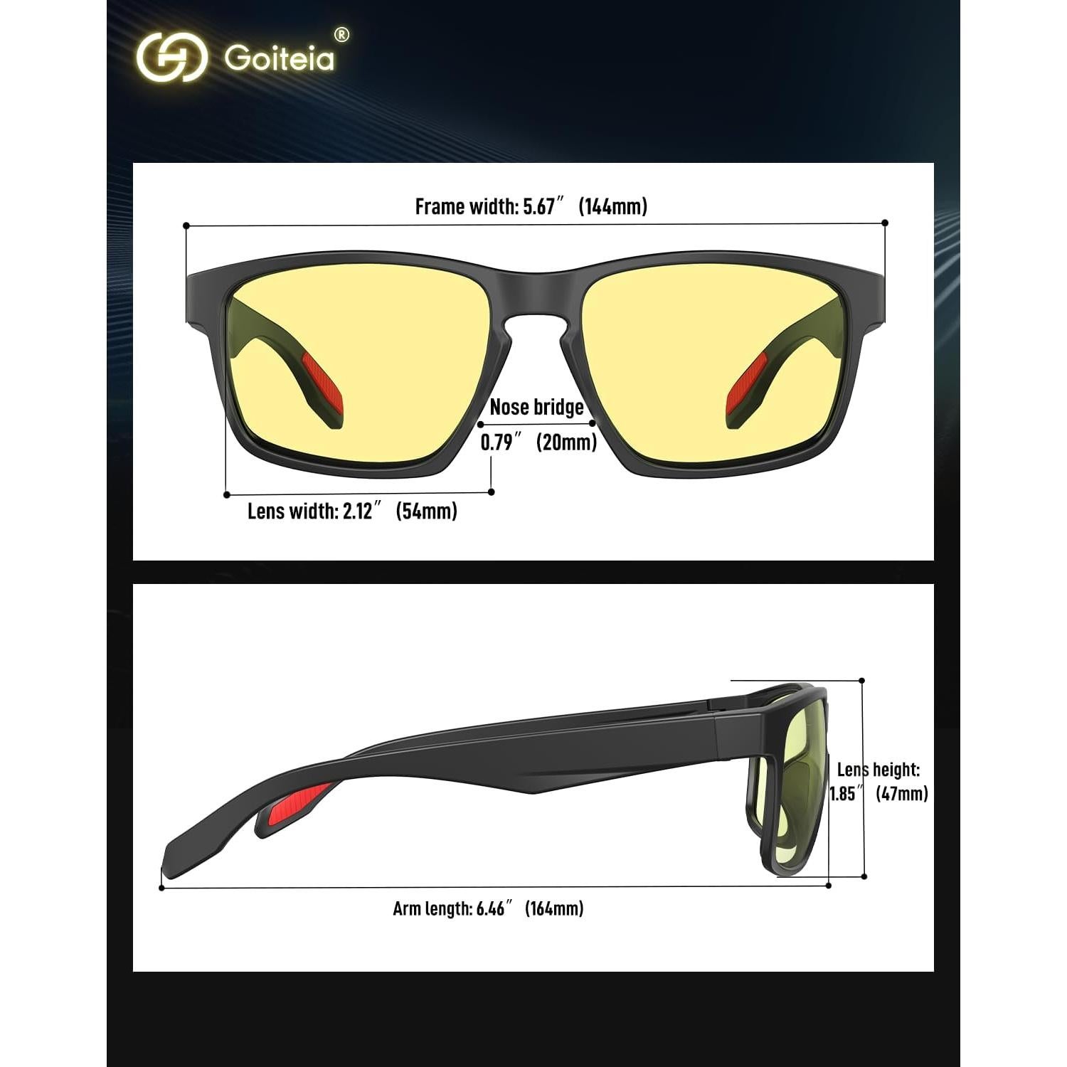 Gafas de luz azul Goiteia amarillas para juegos sin fatiga