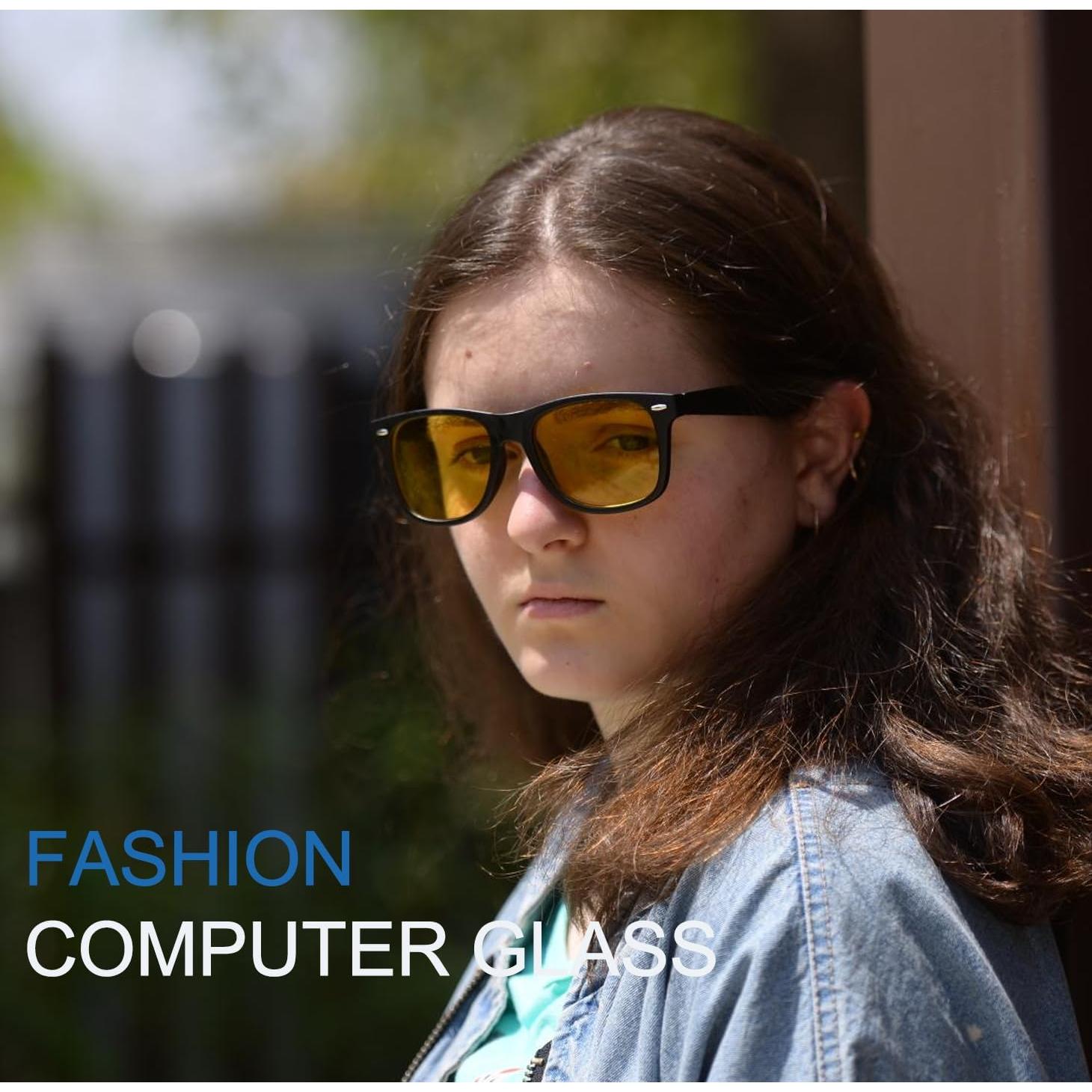 Gafas de Luz Azul Glclrs Cuadradas Amarillas para Adultos