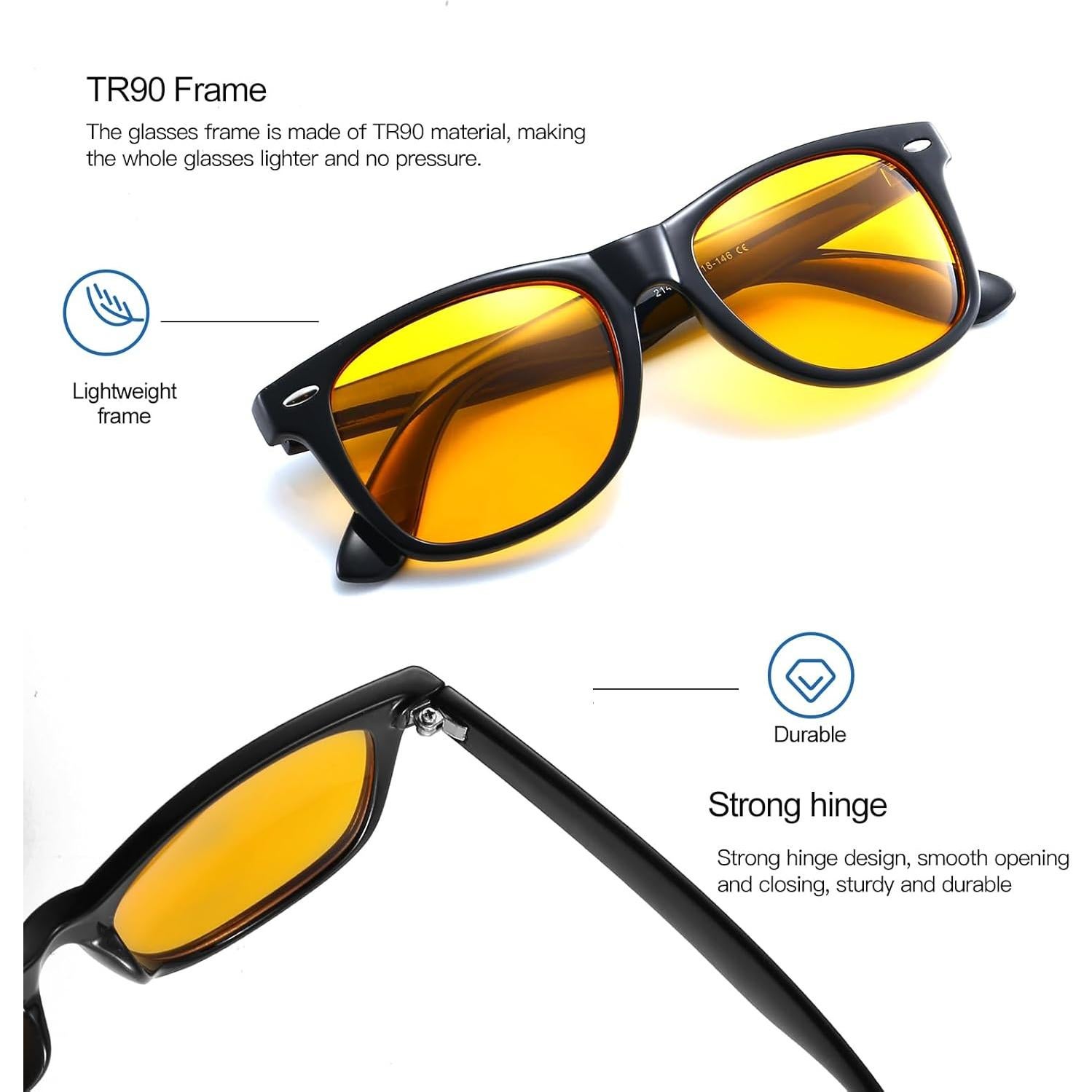 Gafas de Luz Azul Glclrs Cuadradas Amarillas para Adultos