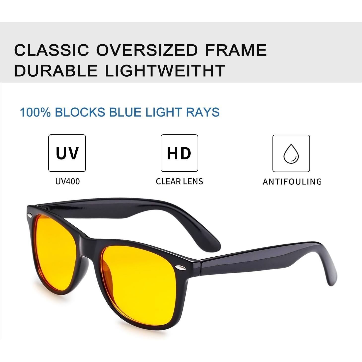 Gafas de Luz Azul Glclrs Cuadradas Amarillas para Adultos