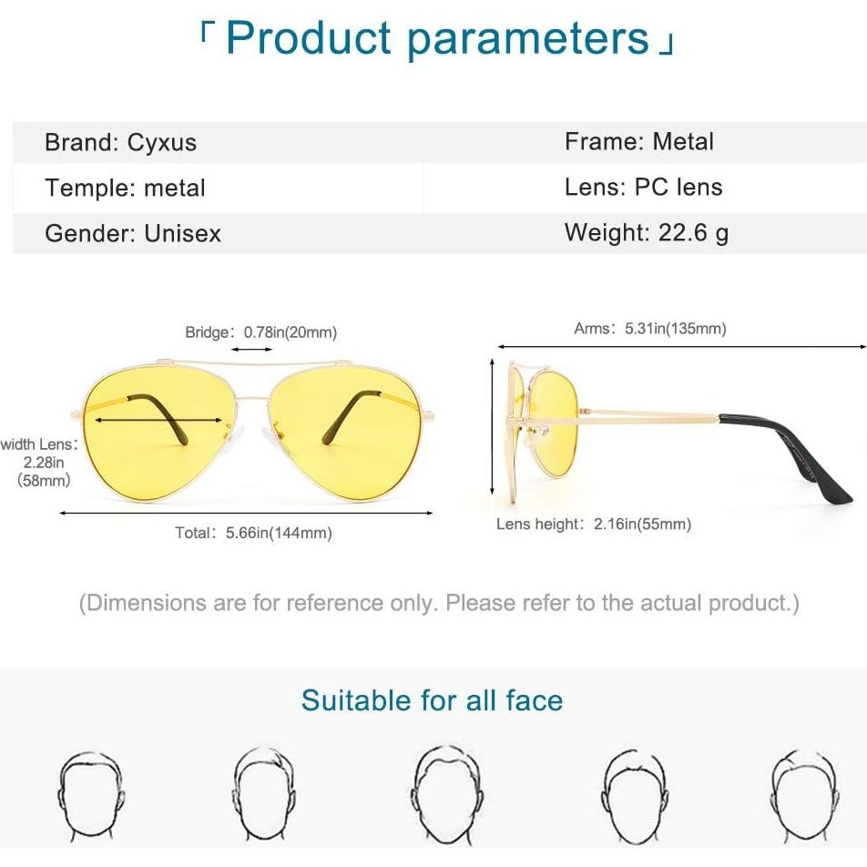 Gafas Aviador Cyxus Anti Luz Azul 8805 Marco Metal