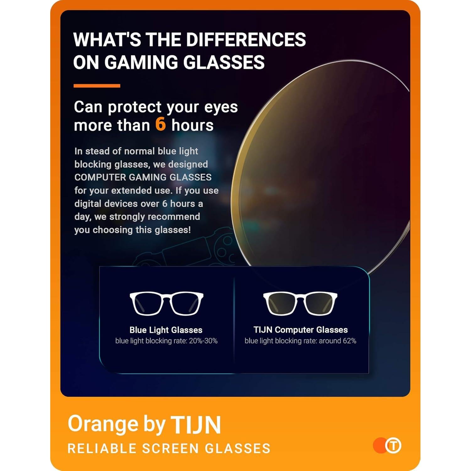 Gafas de Juego TIJN Anti Luz Azul Unisex Diseño Elegante