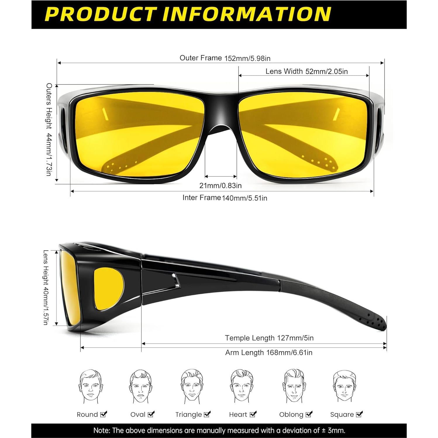 Gafas de Visión Nocturna OUKEMAX para Conducir - Set de 3