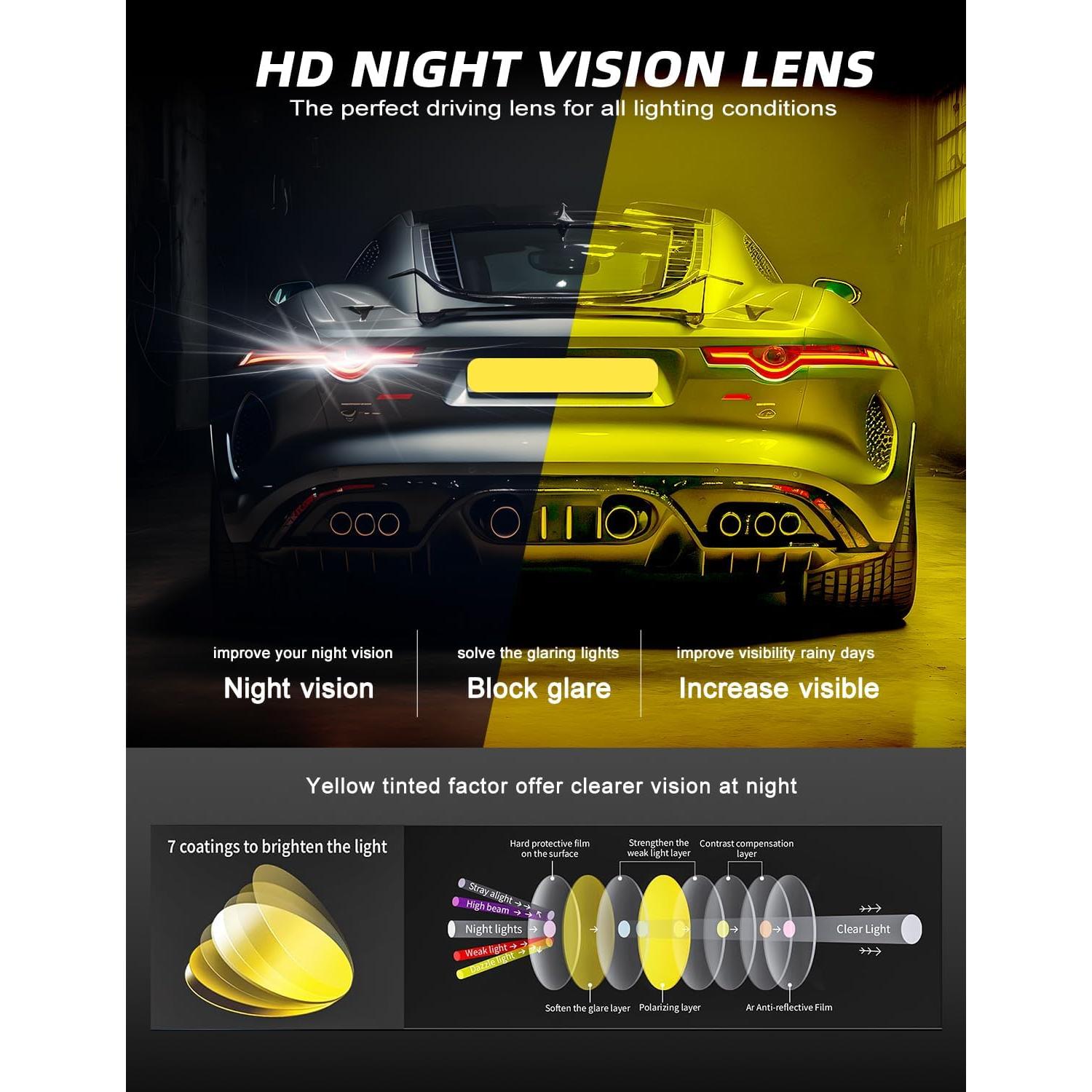 Gafas de Visión Nocturna OUKEMAX para Conducir - Set de 3