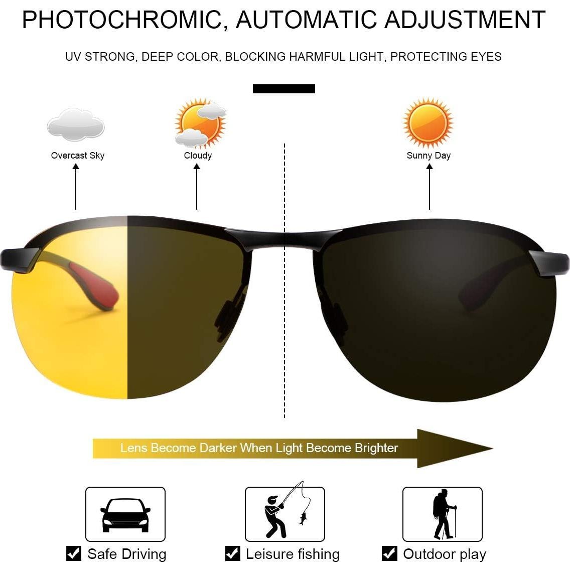 Gafas de sol fotocromáticas YIMI UV400 para hombres y mujeres