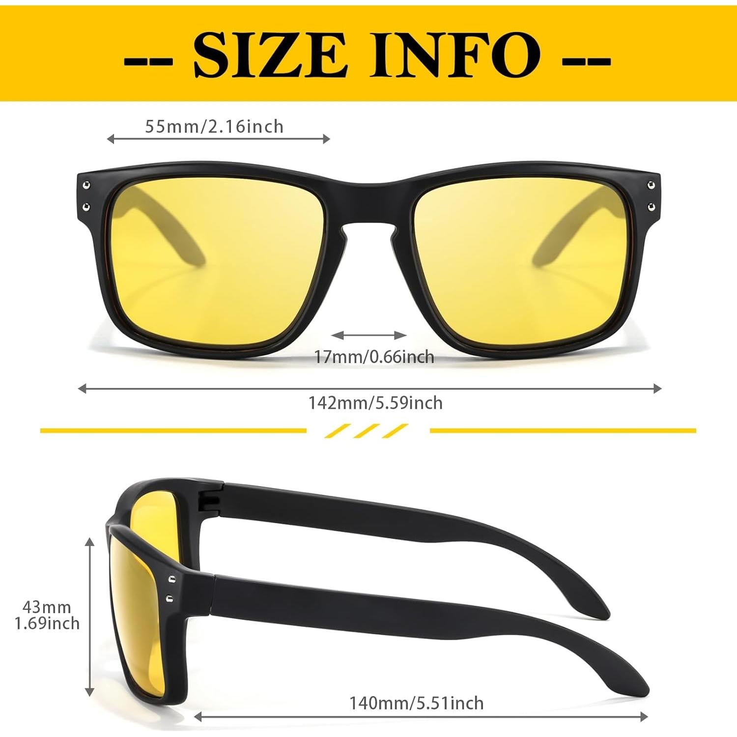 Gafas de Conducción Nocturna FIMILU Amarillas Polarizadas