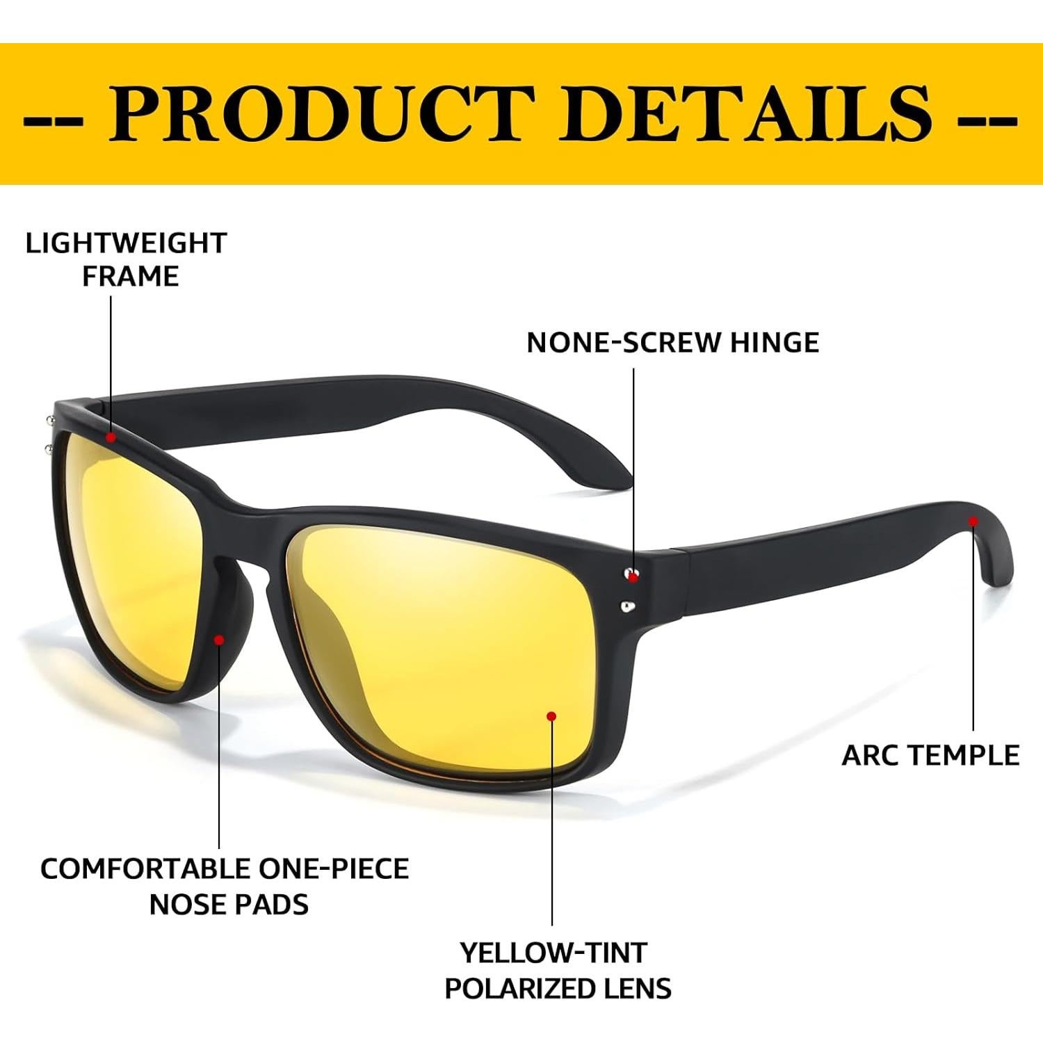 Gafas de Conducción Nocturna FIMILU Amarillas Polarizadas