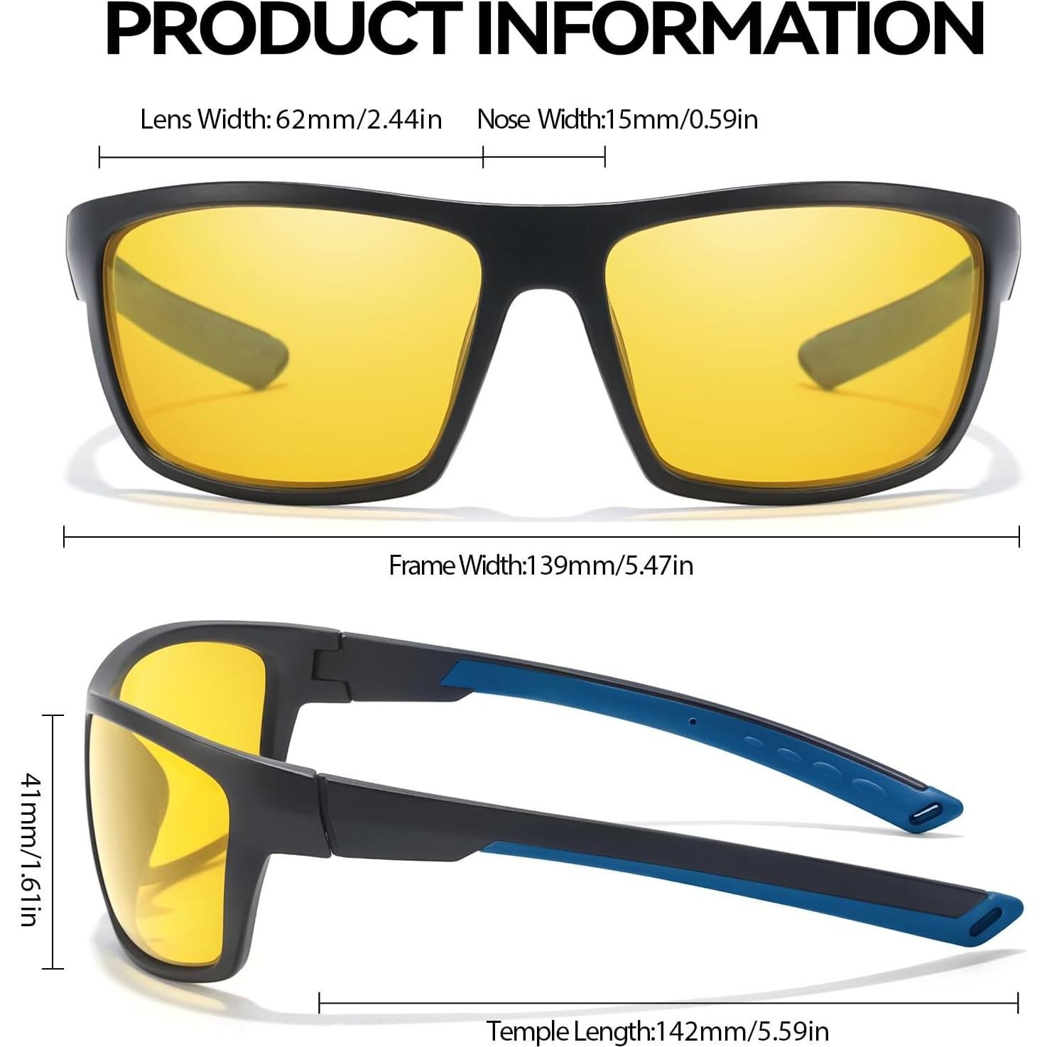 Gafas de Visión Nocturna LVIOE Amarillas Envolventes