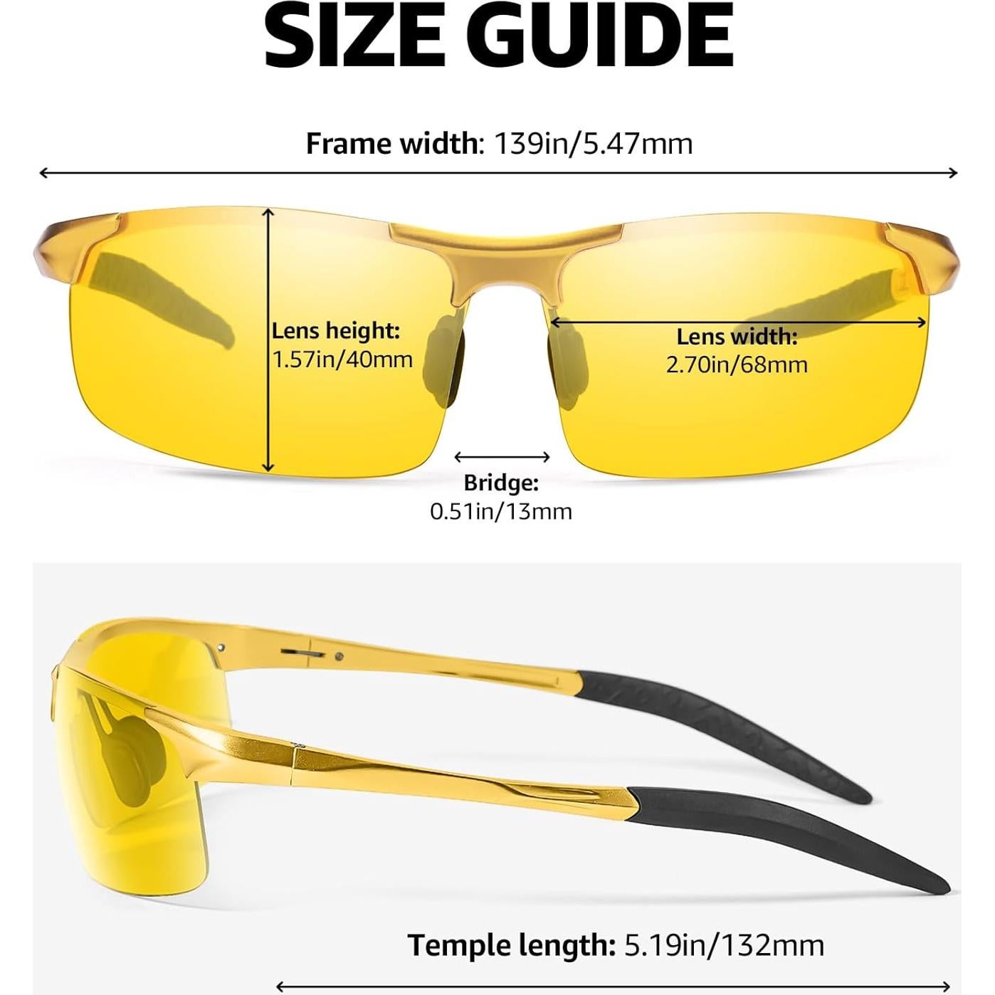 Gafas de Visión Nocturna LVIOE Amarillas Antirreflejo