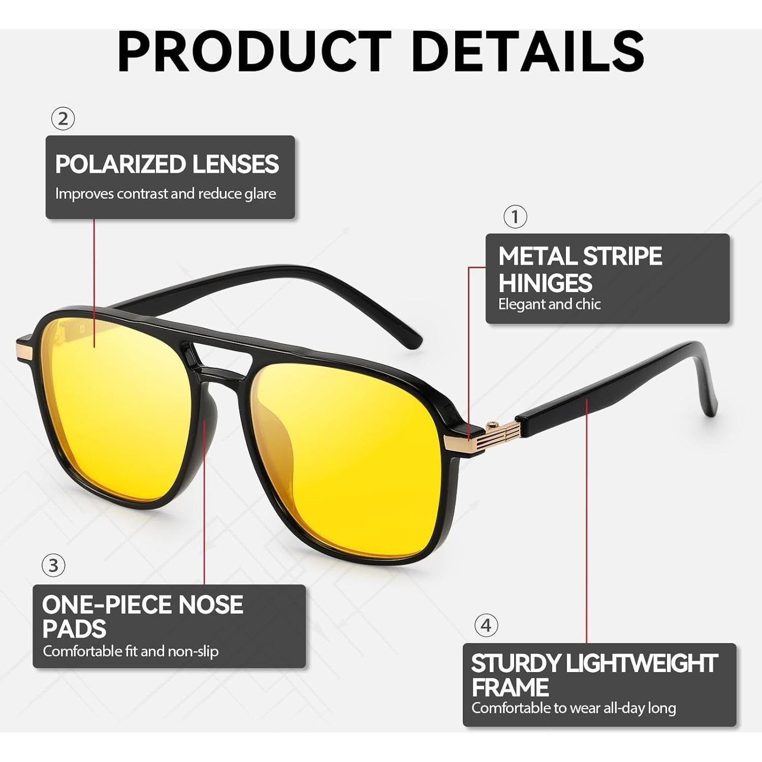 Gafas de Conducción Nocturna SIPHEW Polarizadas Amarillas