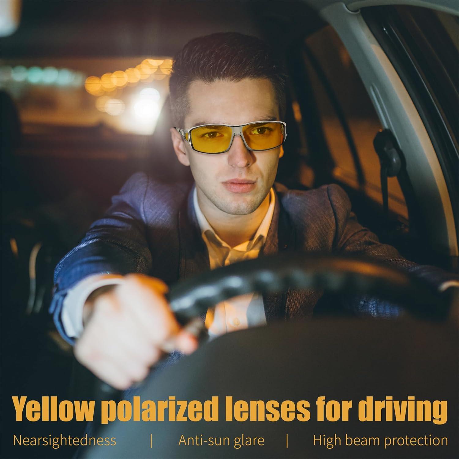 Gafas de Conducción Nocturna FEISEDY Lente Amarillo Polarizadas