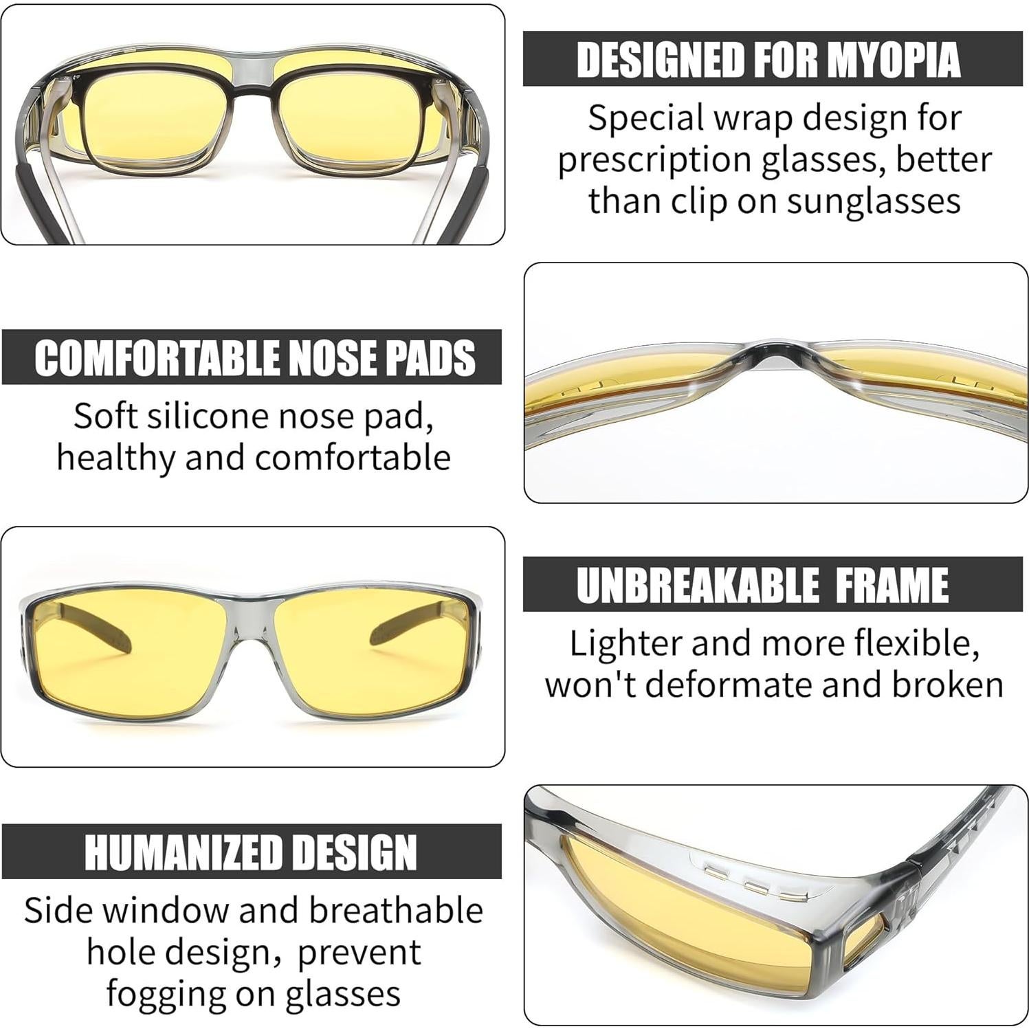 Gafas de Conducción Nocturna FEISEDY Lente Amarillo Polarizadas