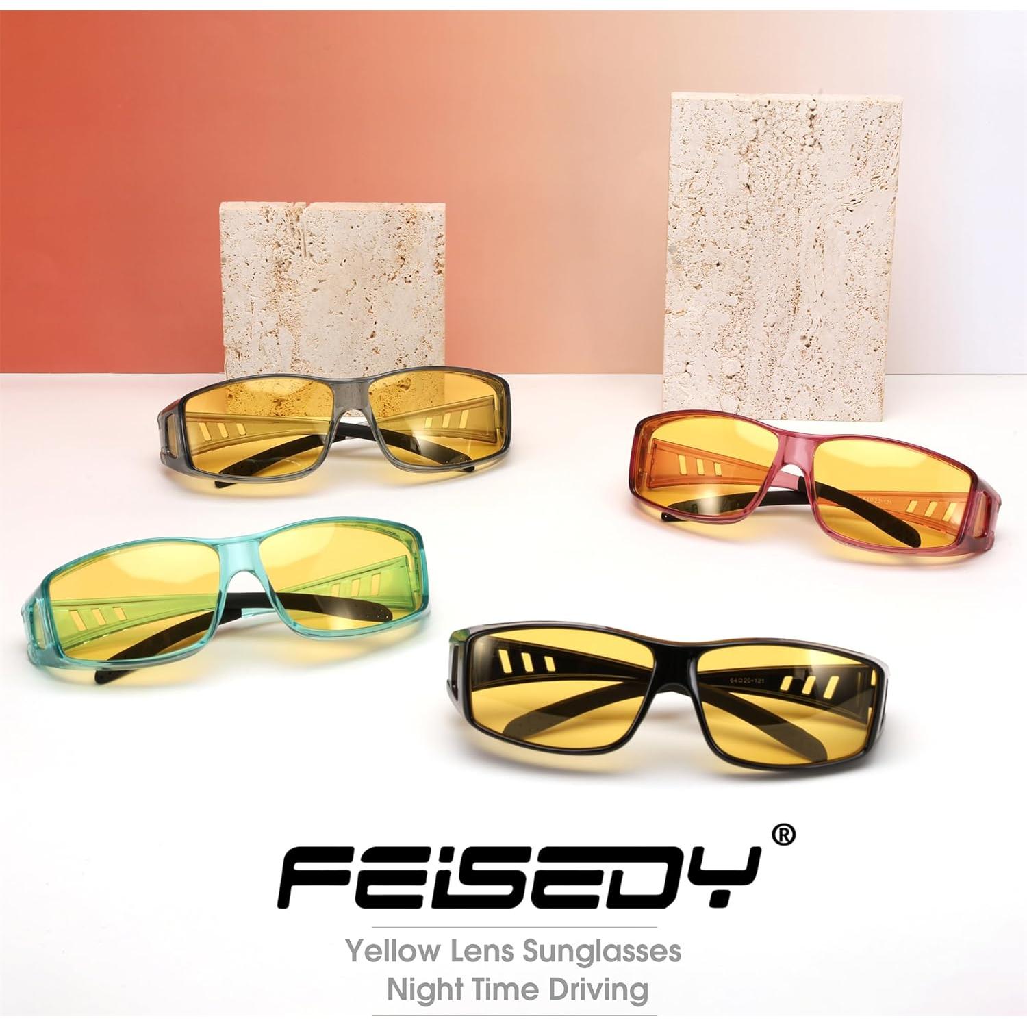 Gafas de Conducción Nocturna FEISEDY Lente Amarillo Polarizadas