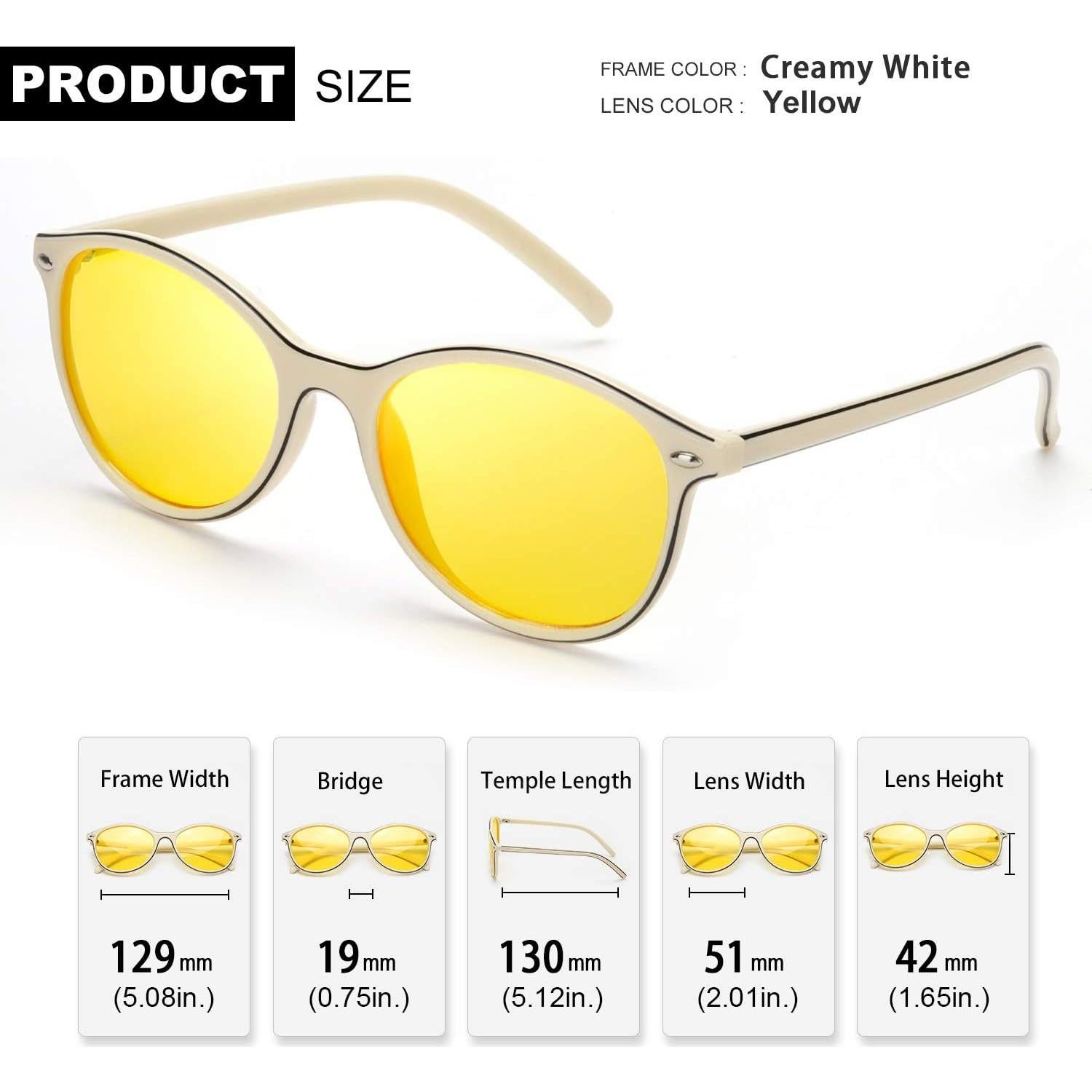 Gafas de Visión Nocturna TJUTR Amarillas Polarizadas Mujeres