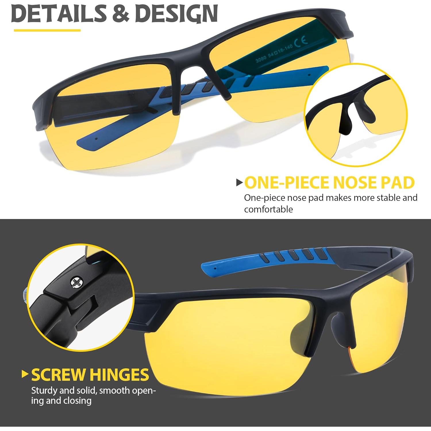 Gafas de Visión Nocturna LVIOE Amarillas Antirreflejo Unisex