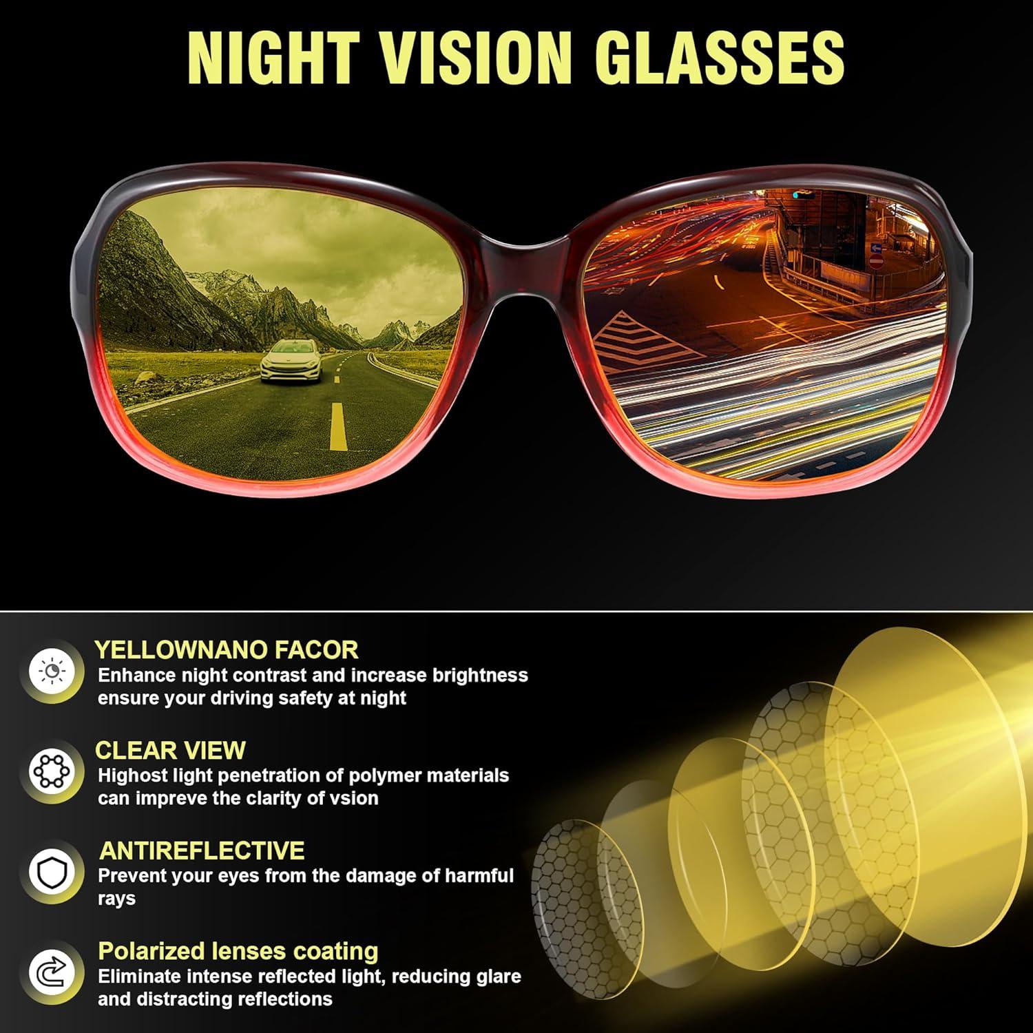 Gafas Nocturnas FEISEDY Amarillas para Mujeres B2548