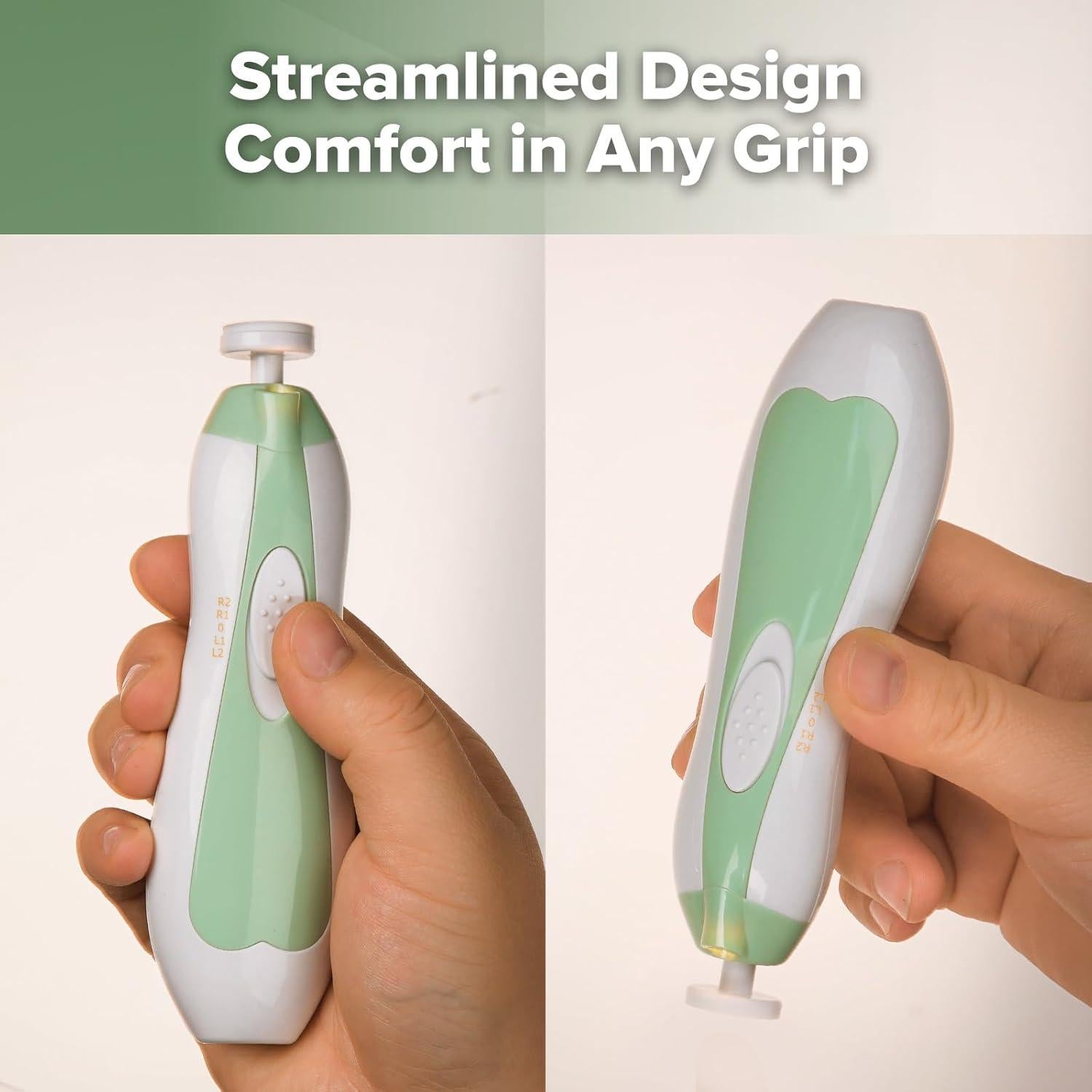 Cortauñas Eléctrico Haakaa Verde con Luz LED y 6 Accesorios