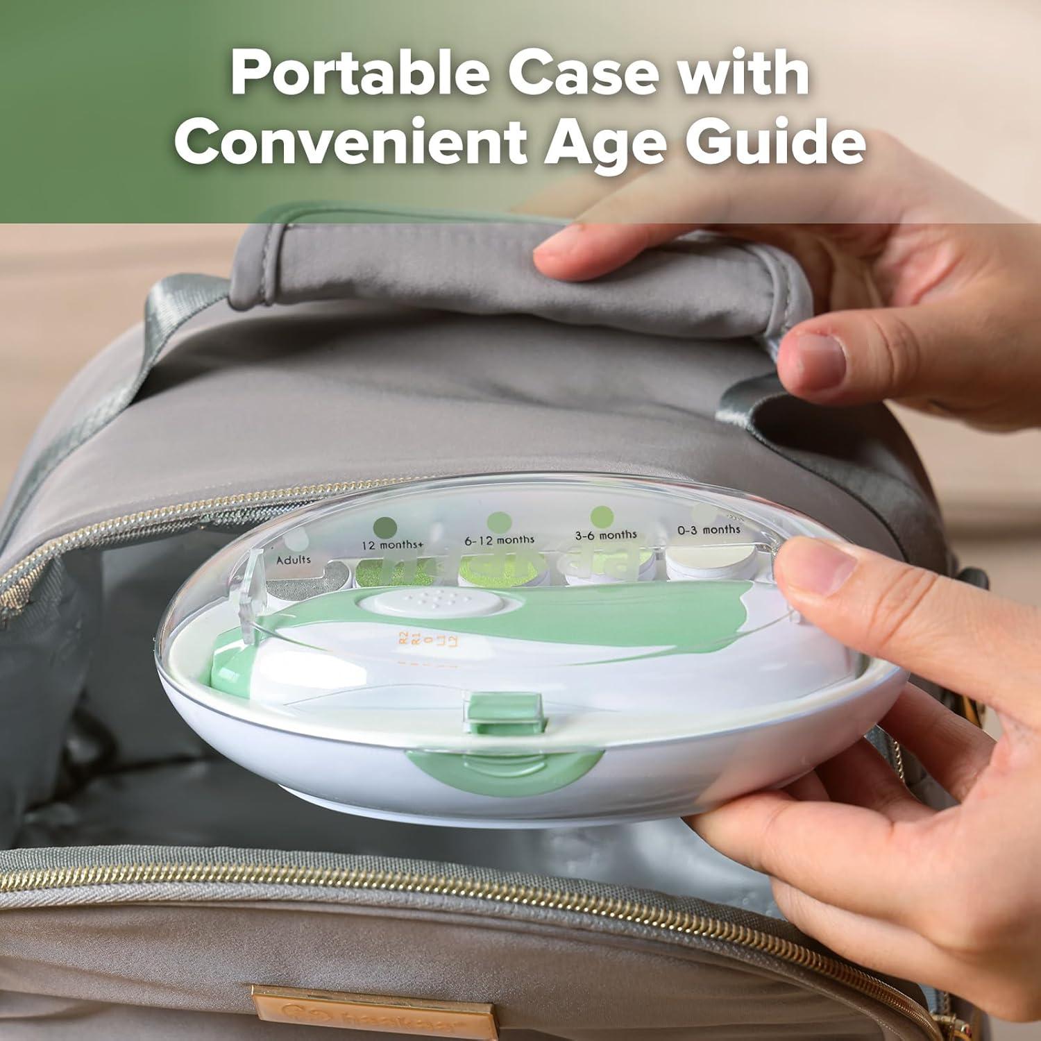 Cortauñas Eléctrico Haakaa Verde con Luz LED y 6 Accesorios