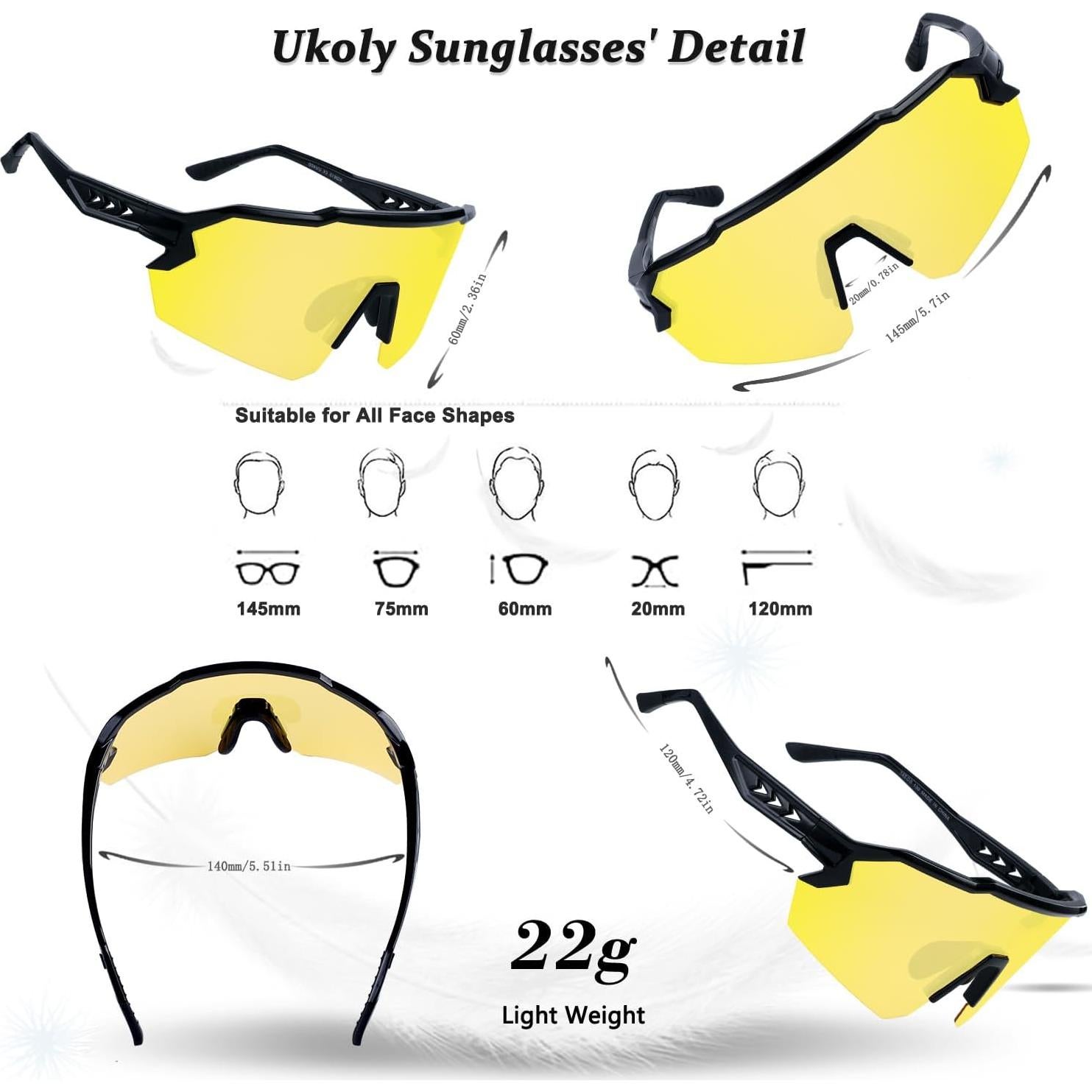 Gafas de Sol Deportivas Ukoly UV400 para Correr y Ciclismo