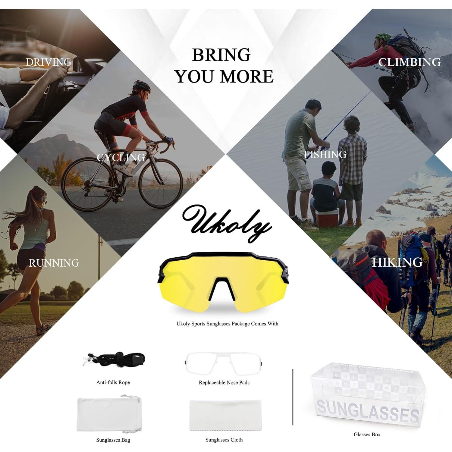 Gafas de Sol Deportivas Ukoly UV400 para Correr y Ciclismo