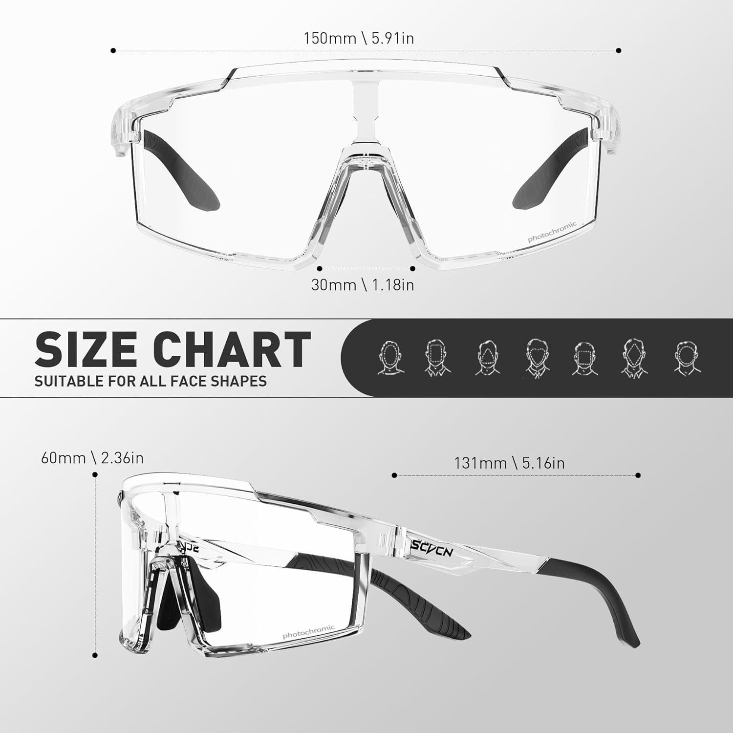 Gafas de Ciclismo SCVCN Fotoquímicas UV400 Ajustables