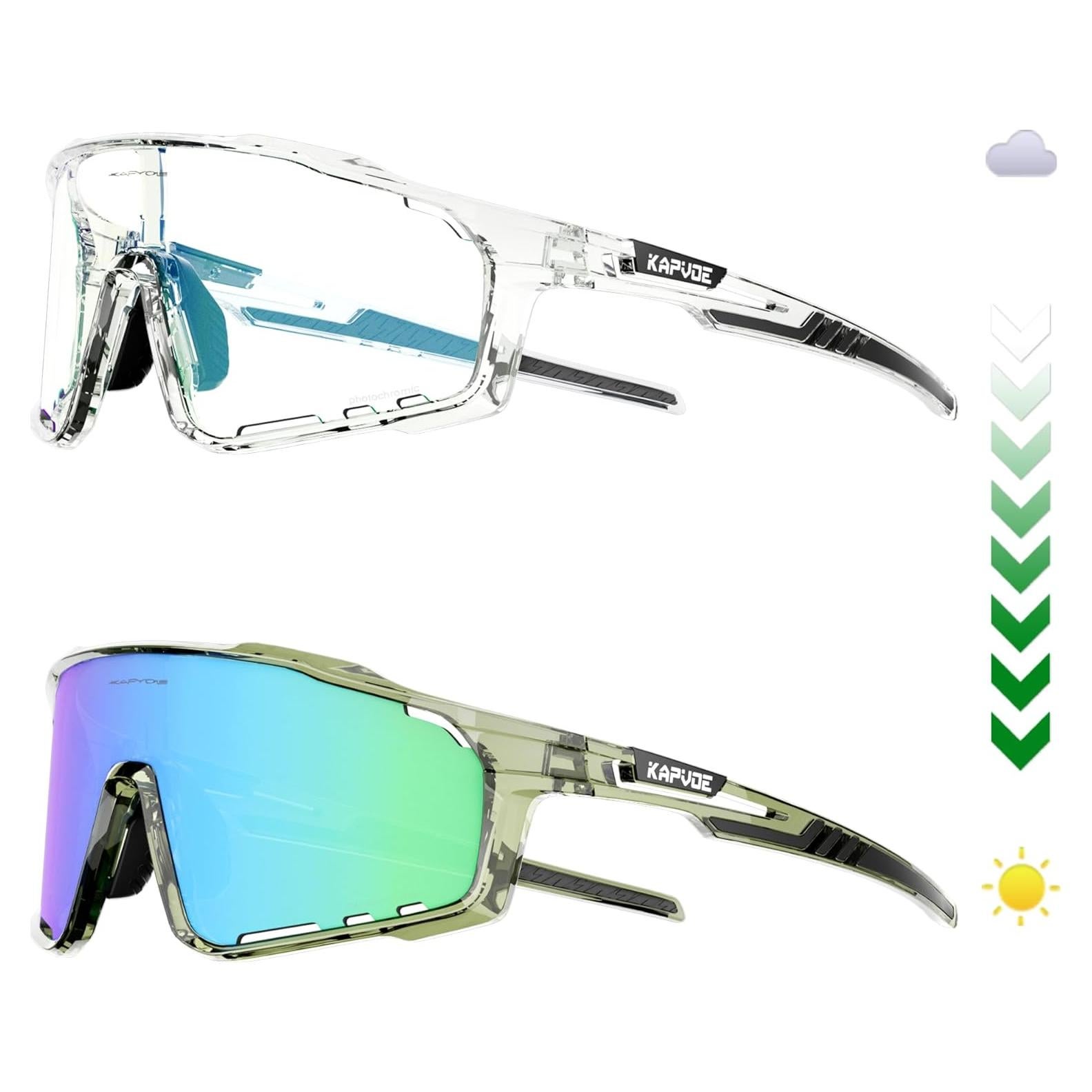 Gafas de Ciclismo KAPVOE Fotoquímicas HD Verde