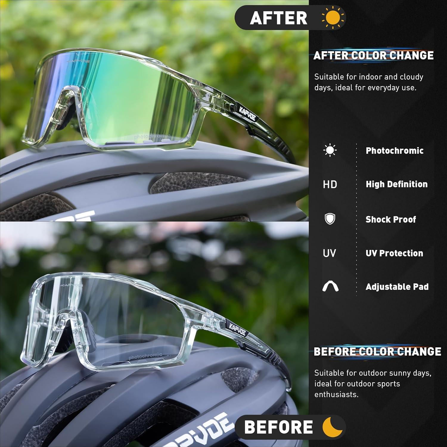 Gafas de Ciclismo KAPVOE Fotoquímicas HD Verde