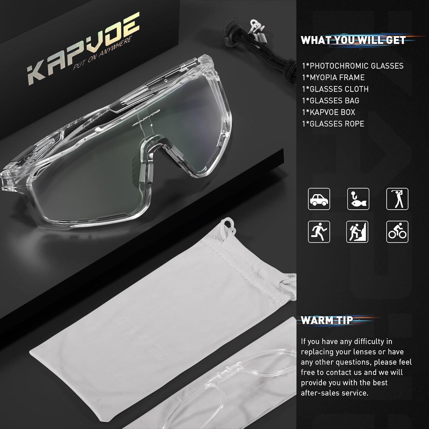 Gafas de Ciclismo KAPVOE Fotoquímicas HD Verde