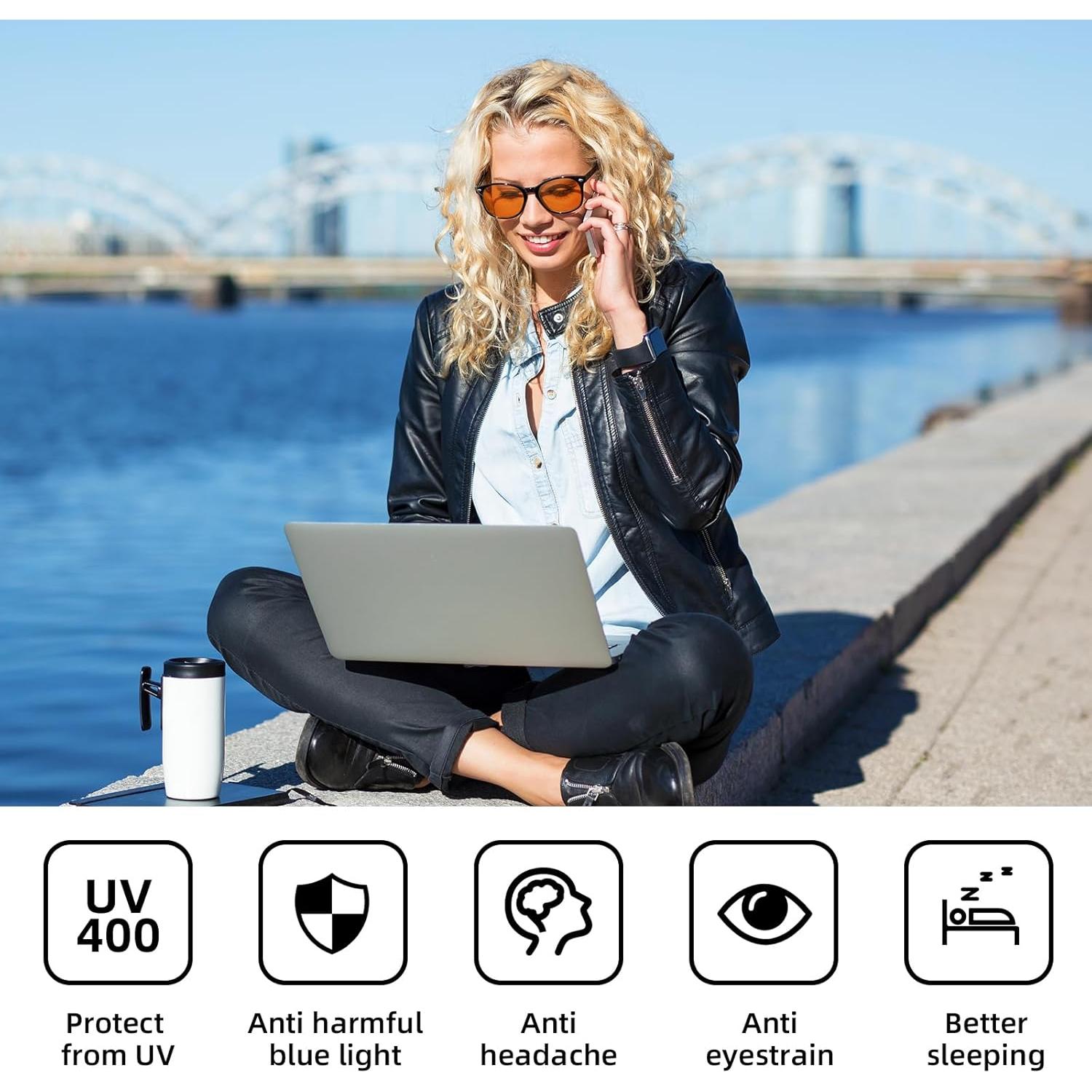 Gafas de Juego OKANY Anti Luz Azul UV400 Ámbar